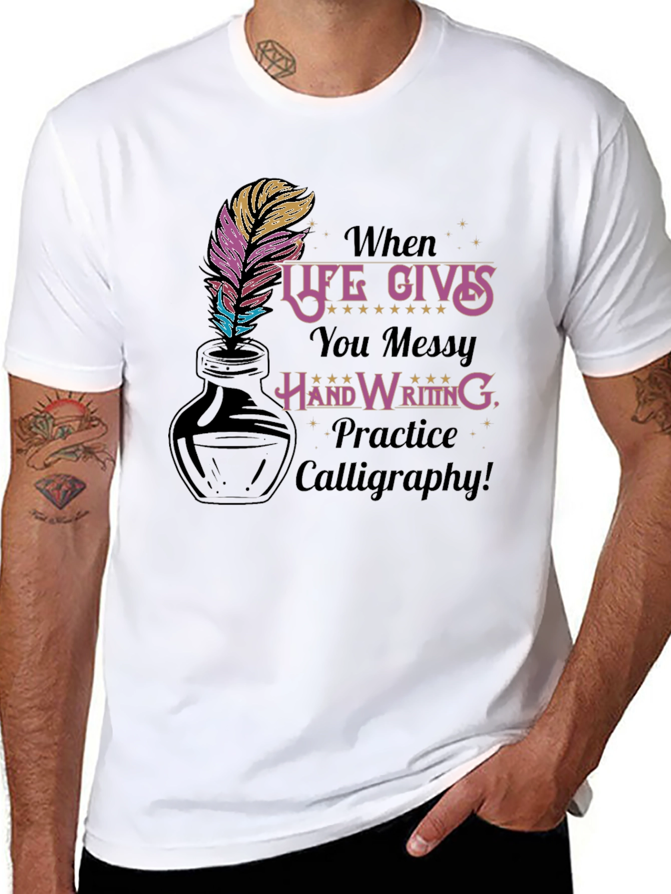 Calligraphy Practice T-Shirt - Messy Handwriting Design - 8