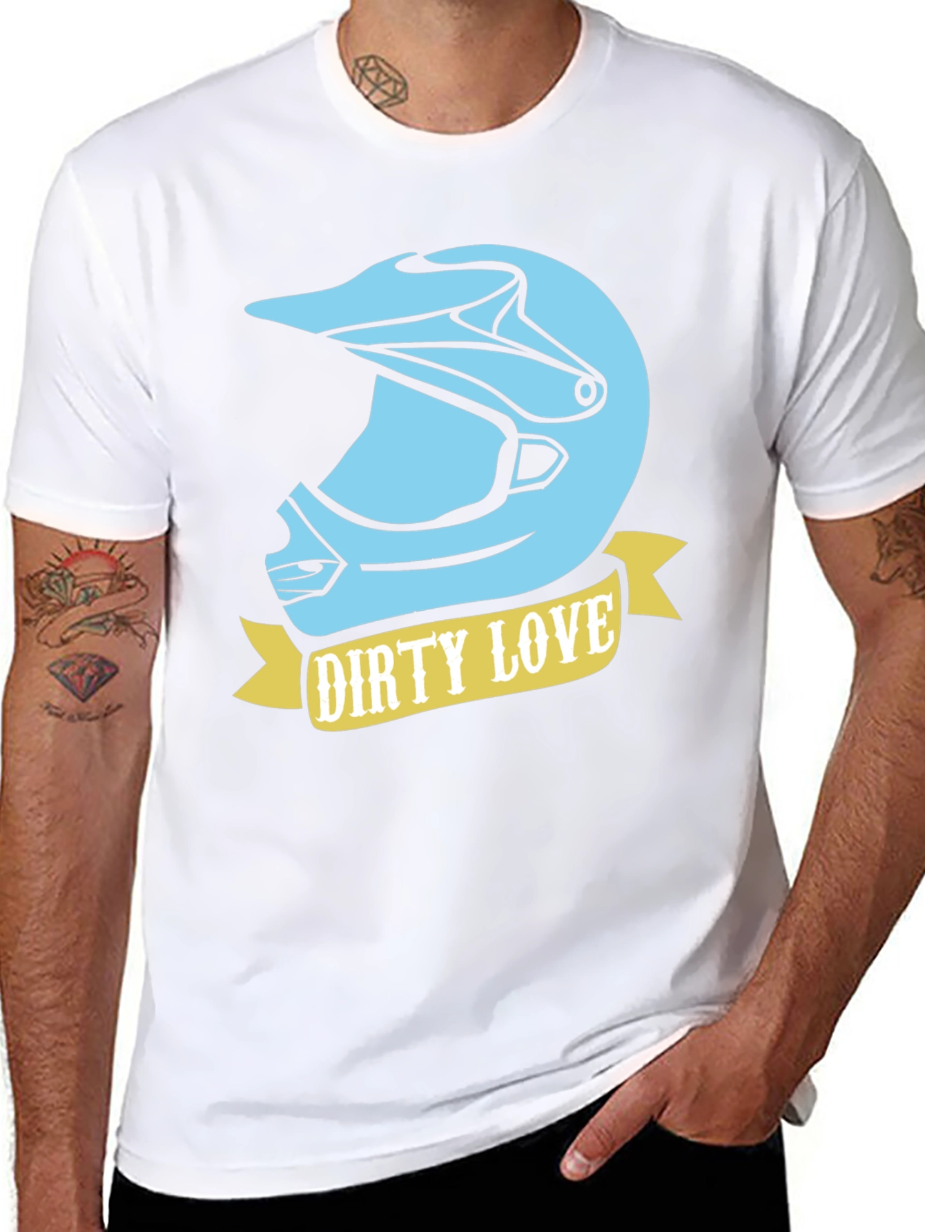 Black Dirty Love Motocross Helmet Graphic Tee view 8