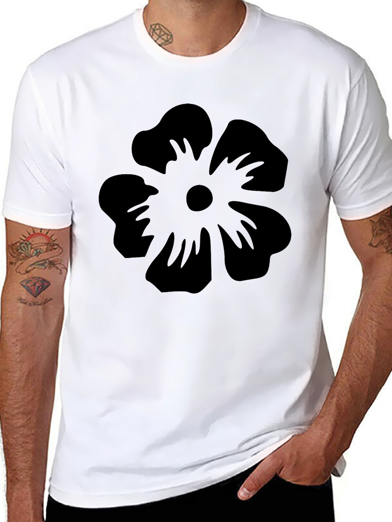 Black Black Floral Graphic Tee - Casual Style view 8