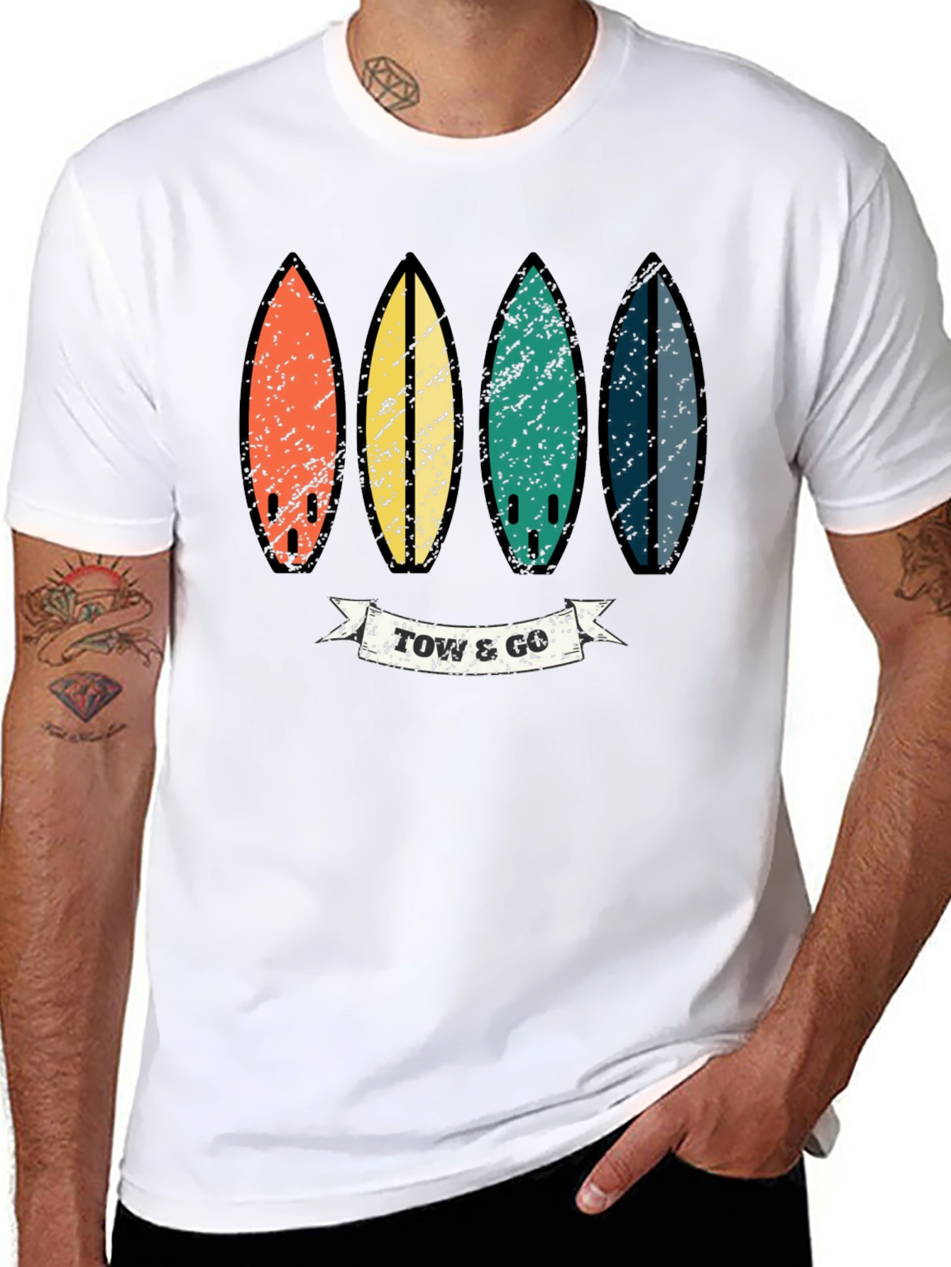 Black Retro Surfboard T-Shirt view 8