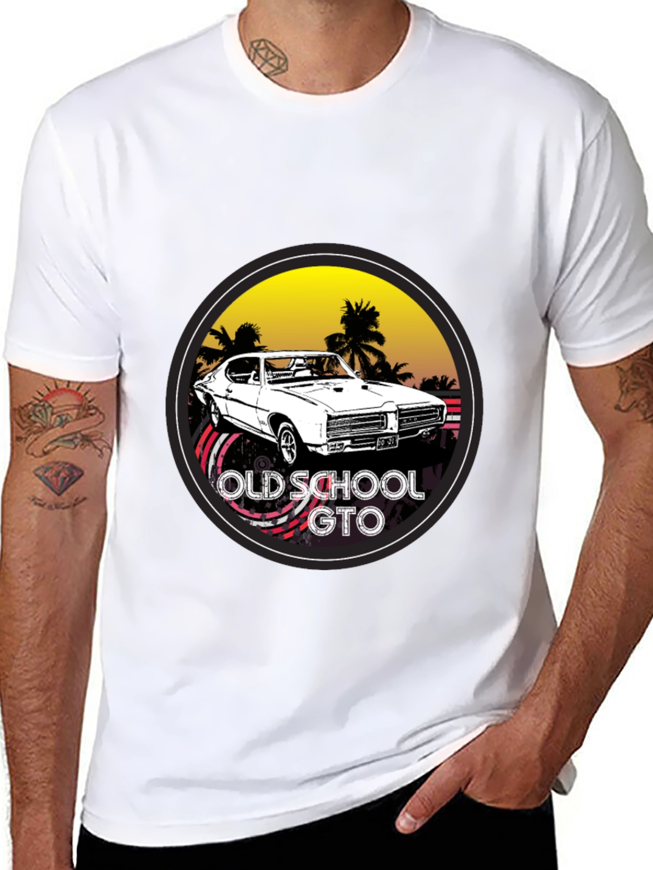 Black Old School GTO T-Shirt - Classic Car Tee view 8