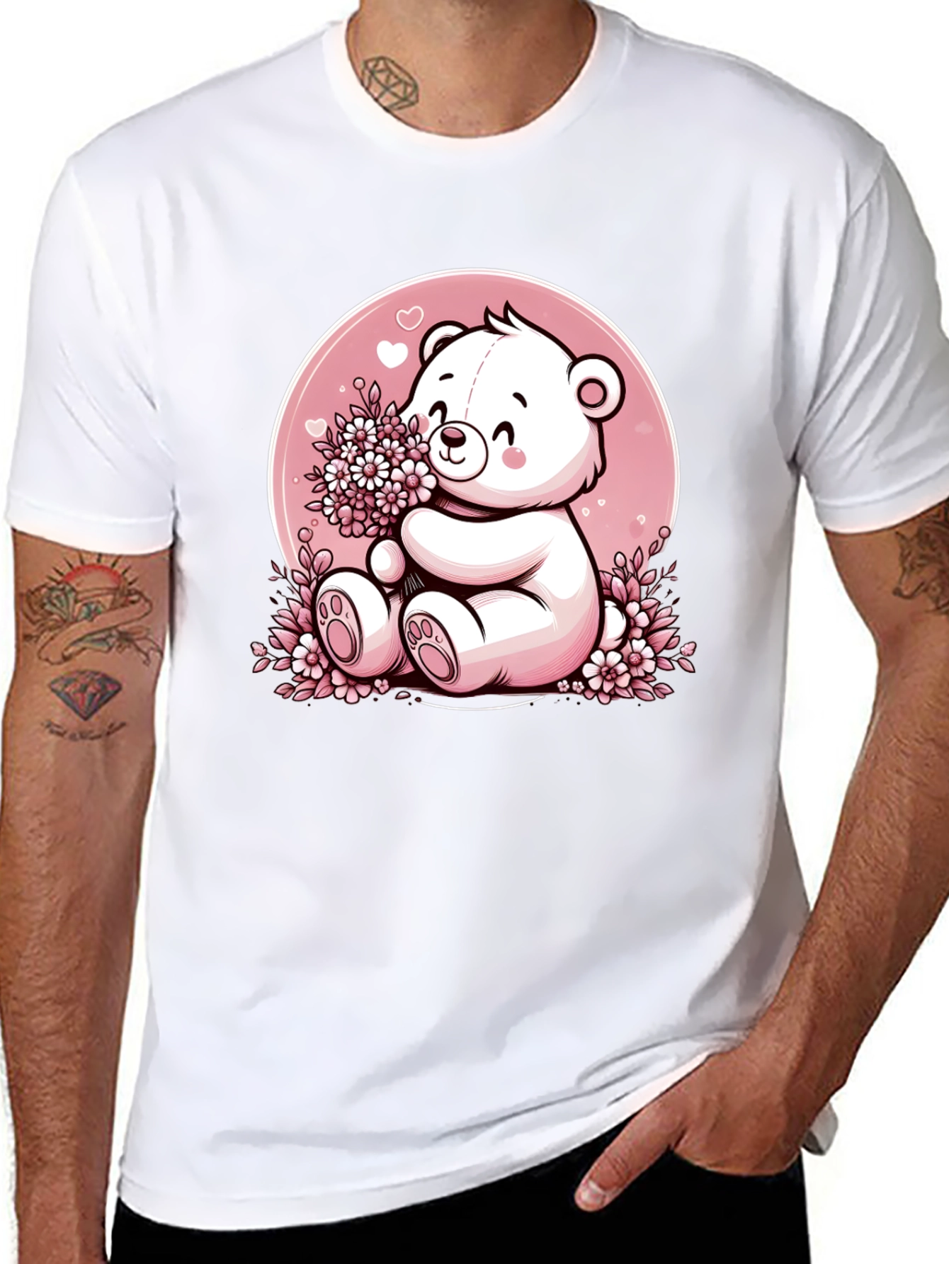Black Cute Teddy Bear Graphic Tee view 8