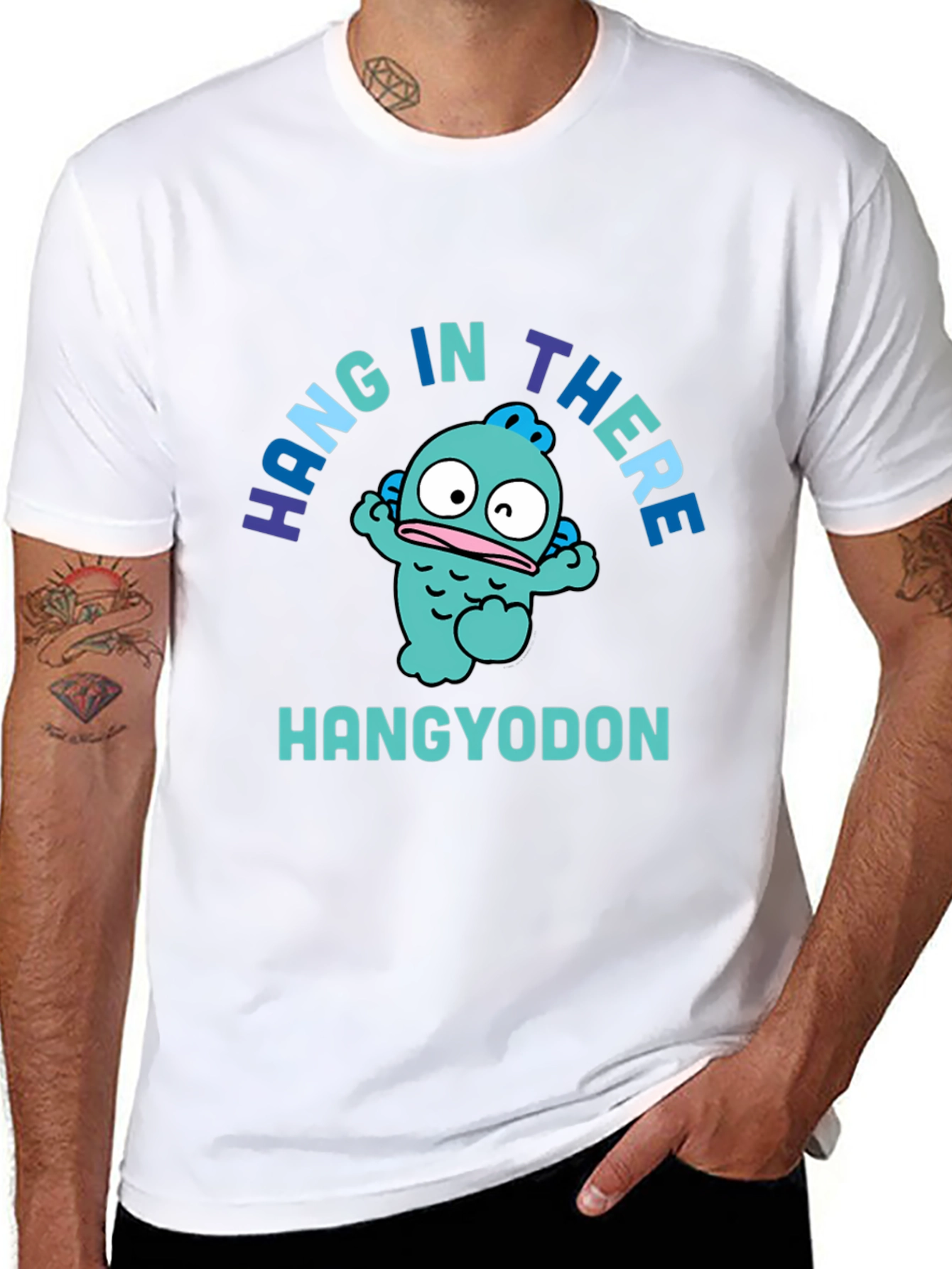 Black Hangyodon Graphic Tee - Cute & Funny Sanrio T-Shirt view 8