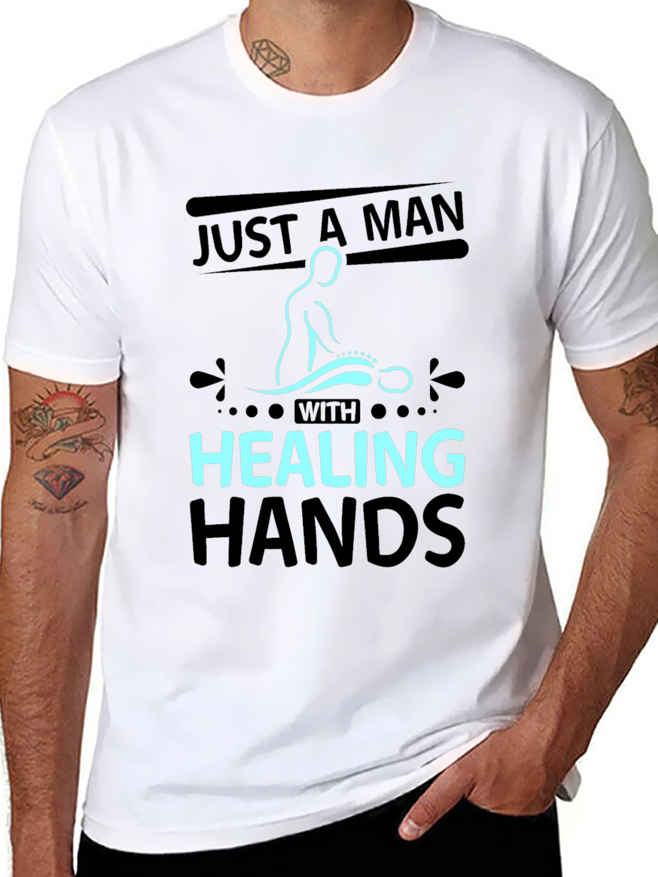 Black Healing Hands Massage Therapist Graphic Tee view 8