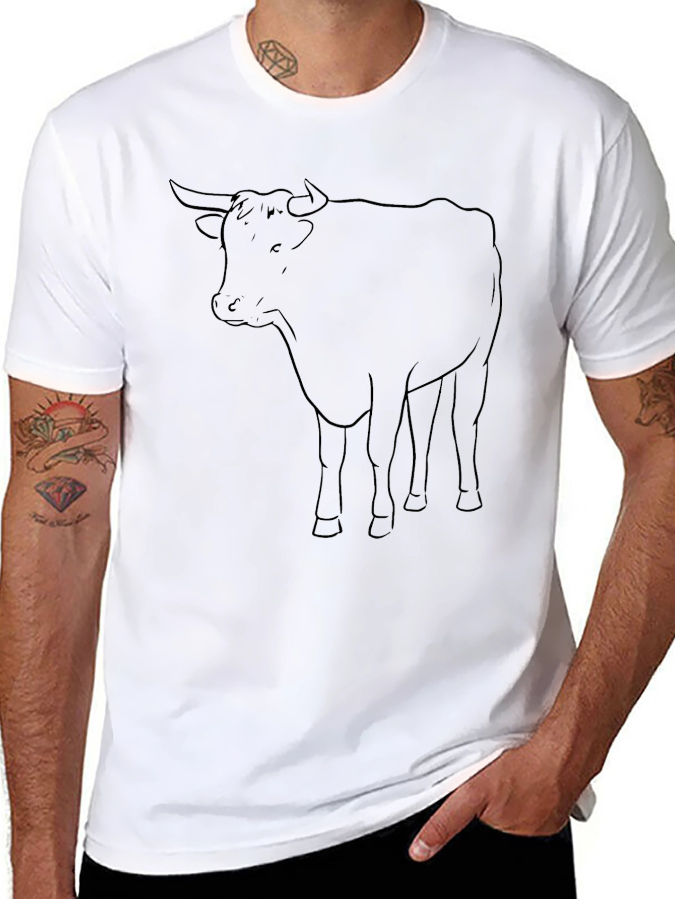 Black Black Bull Outline Graphic Tee - Casual Style view 8