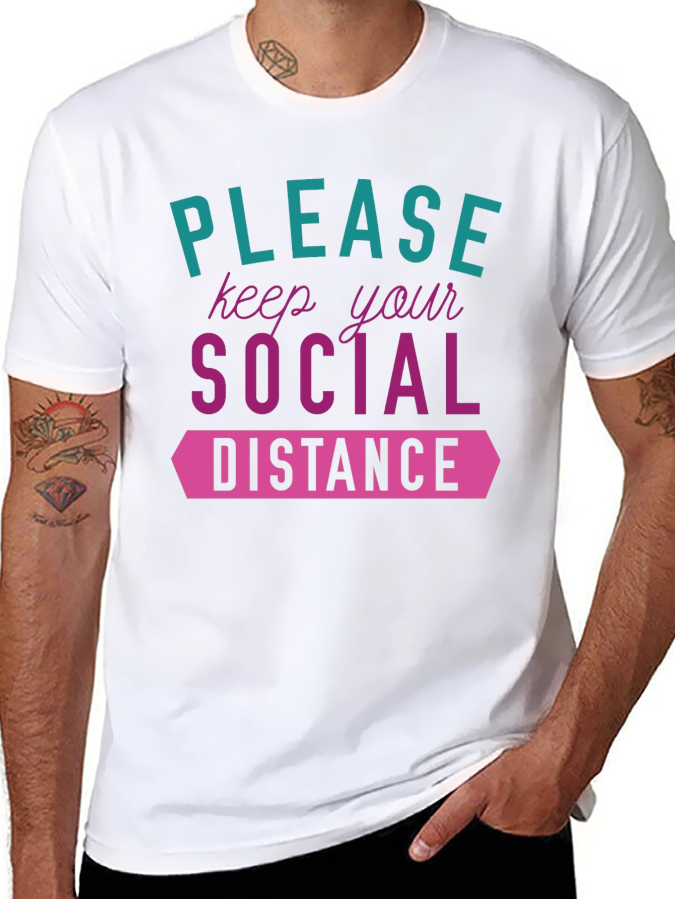 Black Social Distance Graphic Tee - Stylish & Safe! view 8