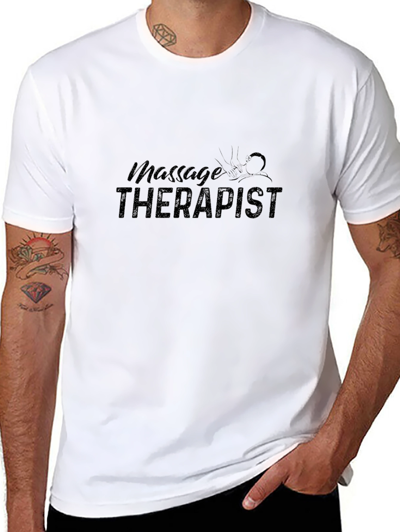 Black Massage Therapist Black T-Shirt view 8
