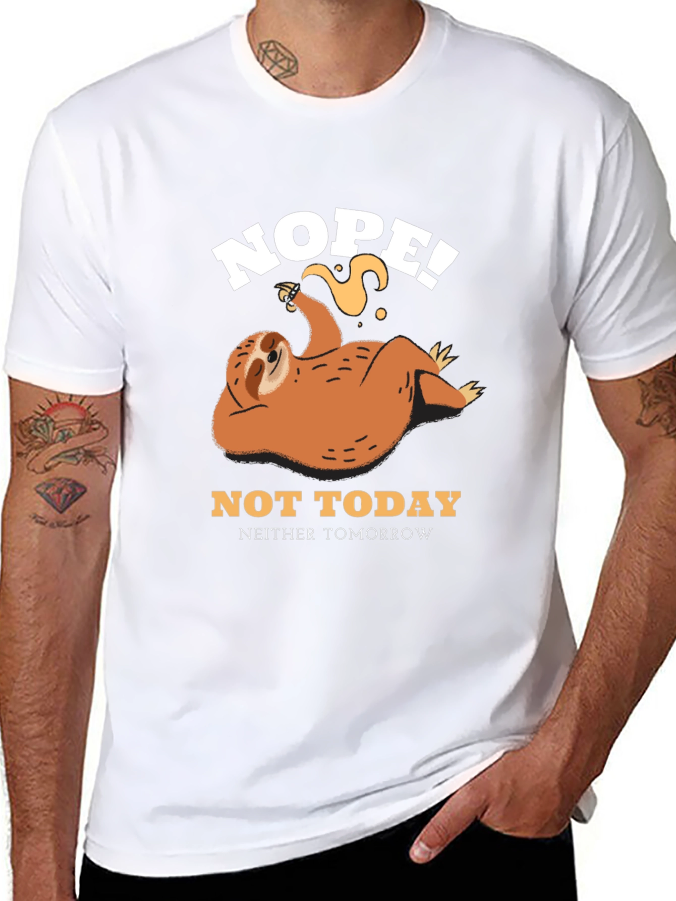Black Nope, Not Today Sloth Graphic Tee view 8