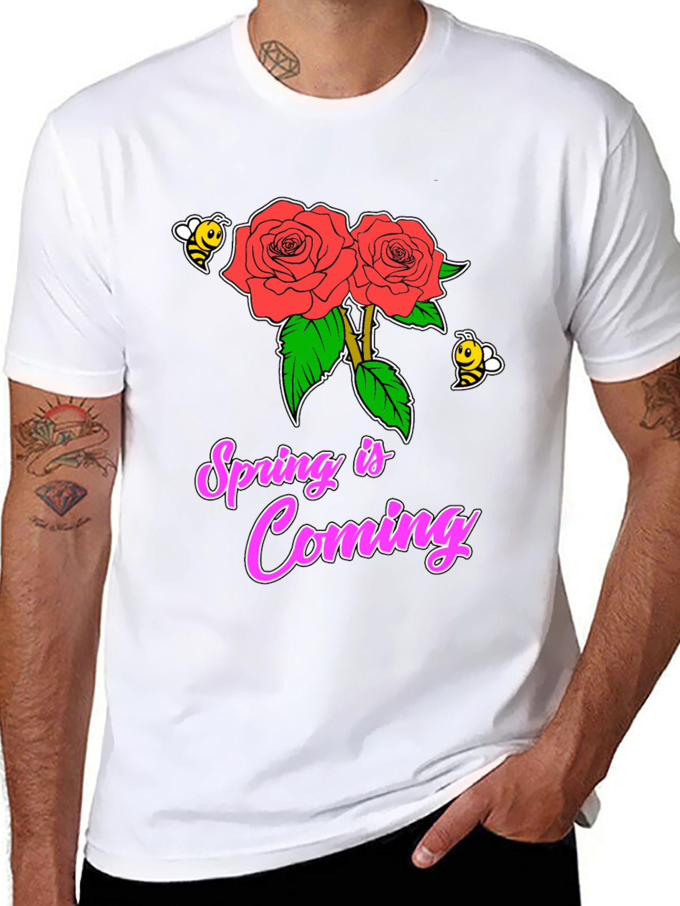 Black Spring is Coming Roses T-Shirt view 8