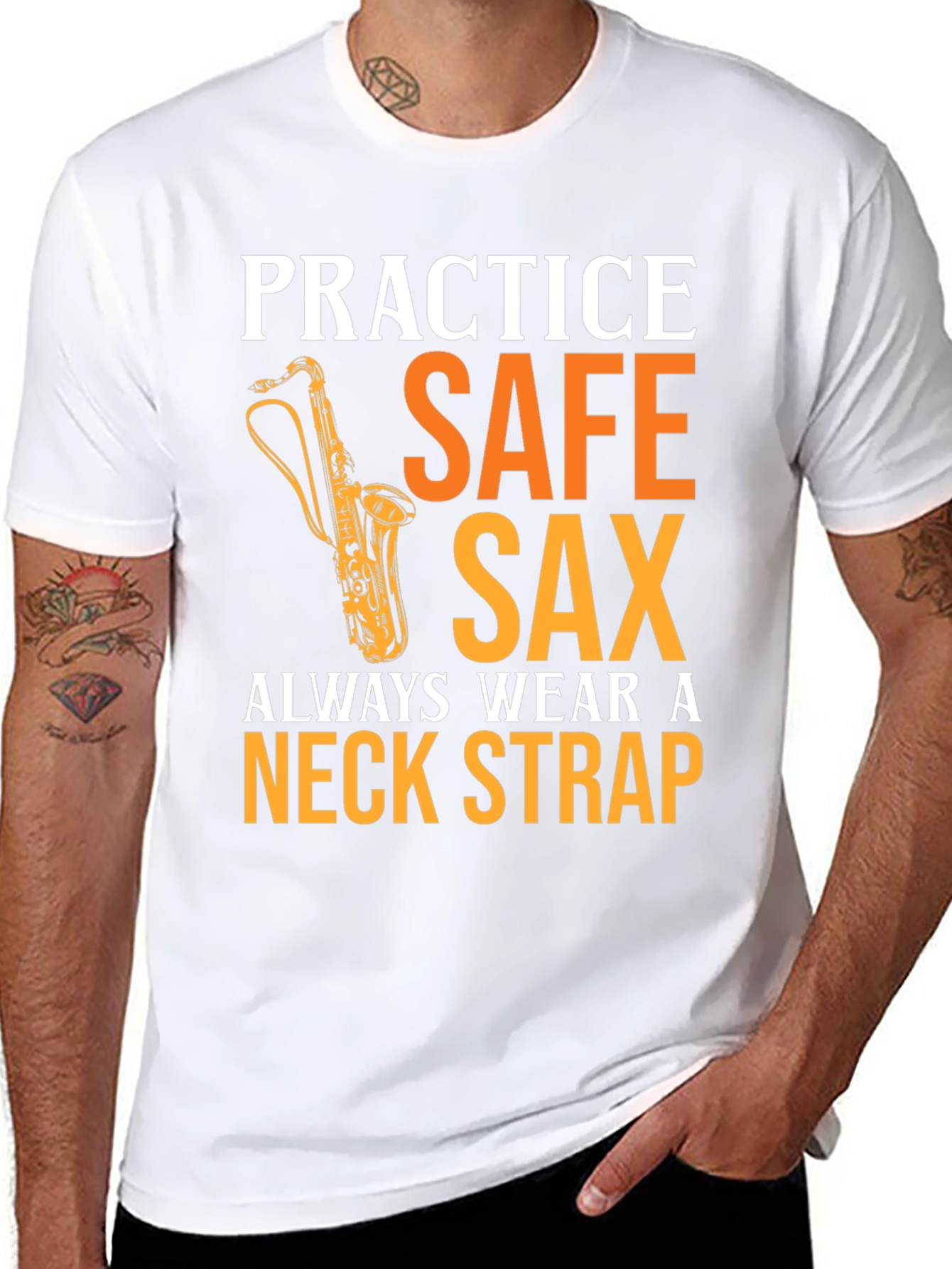 Black Practice Safe Sax T-Shirt - Musician Apparel view 8