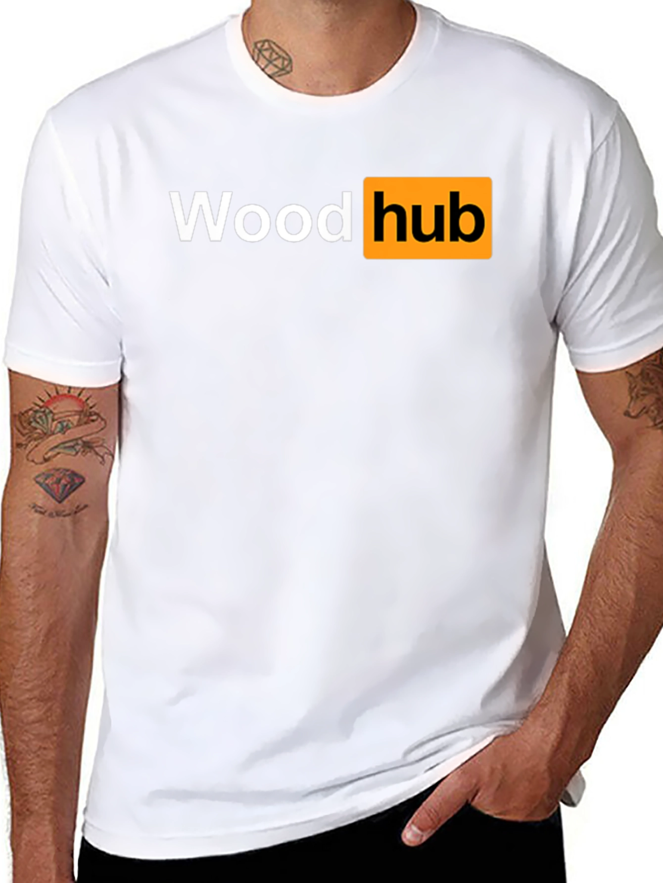 Black Wood Hub Black T-Shirt - Funny Design view 8