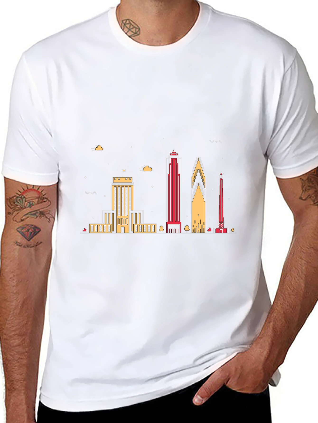 Black City Skyline Graphic Tee - Modern Casual view 8