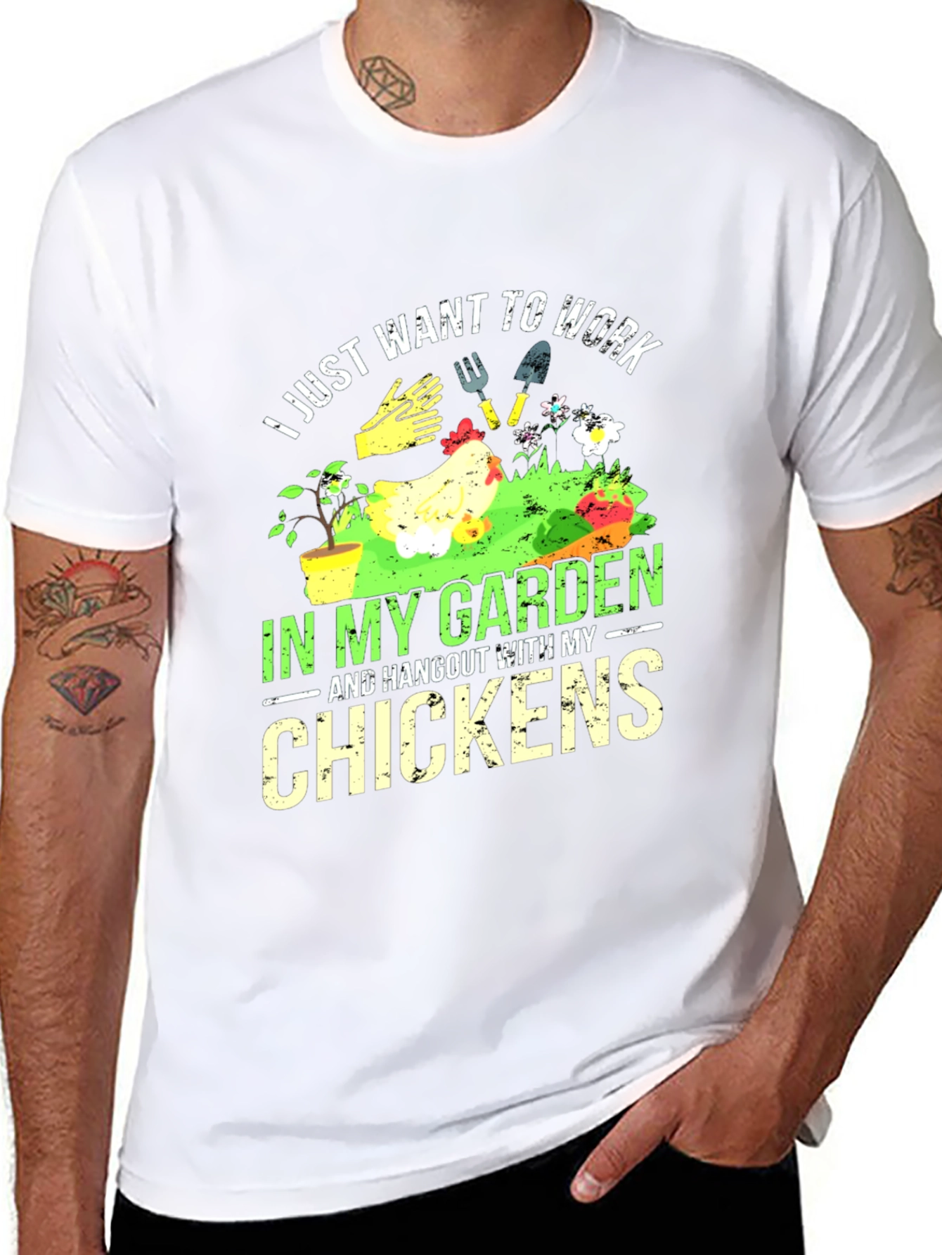 Black Gardening & Chicken Lover T-Shirt view 8