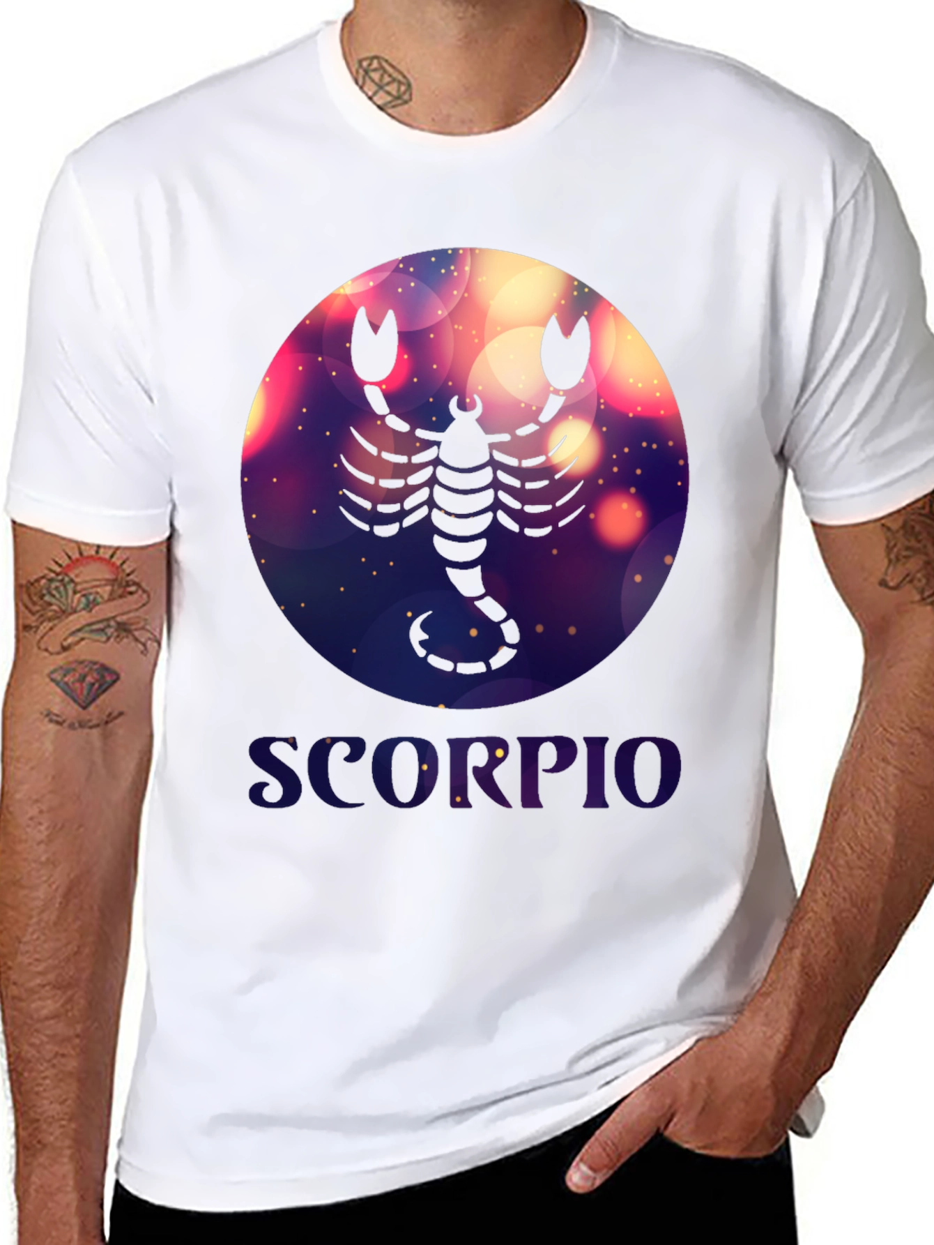 Black Scorpio Zodiac Graphic T-Shirt - Black Cotton Blend view 8