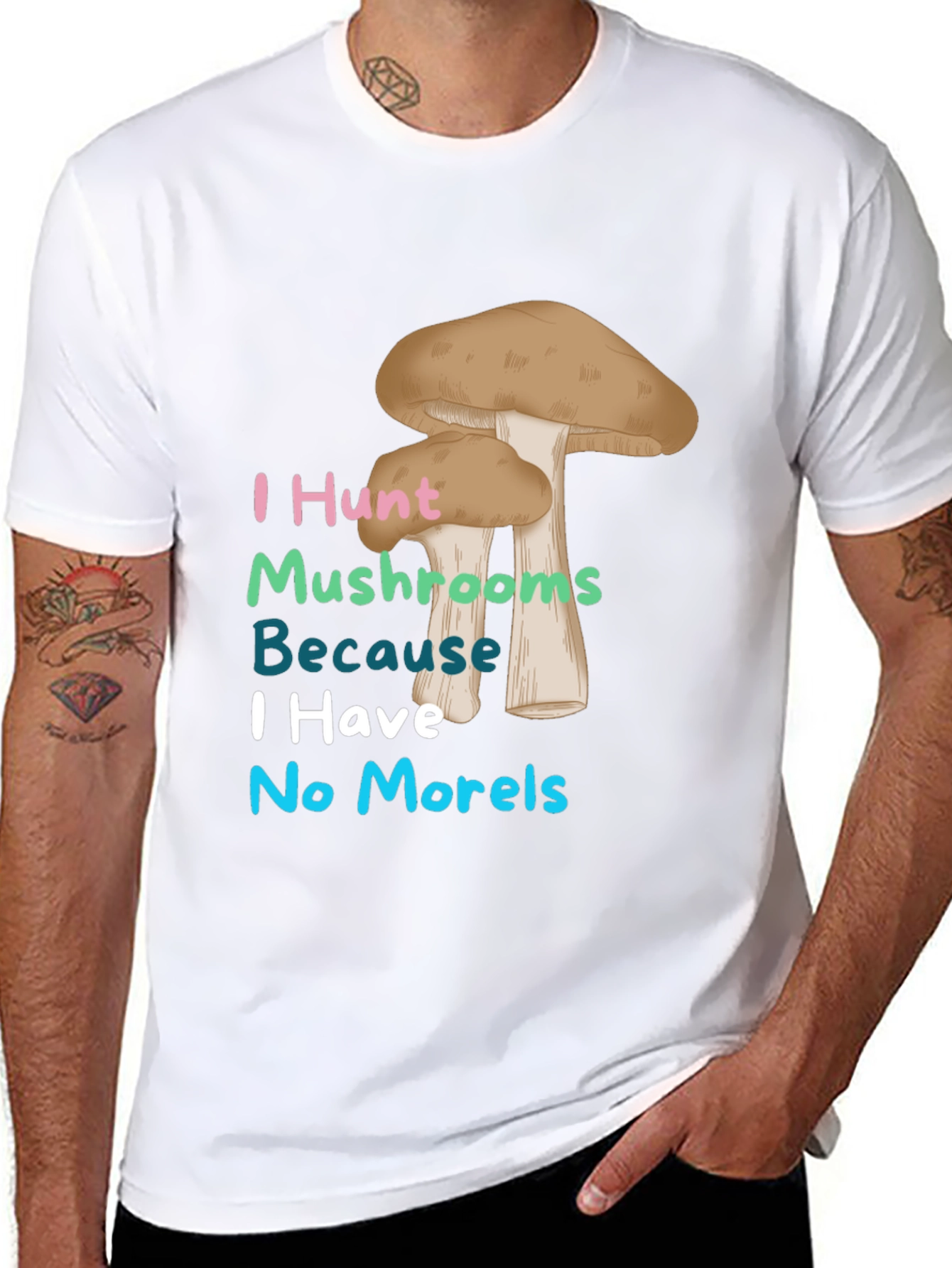 Black Mushroom Hunter T-Shirt - No Morels Joke Tee view 8