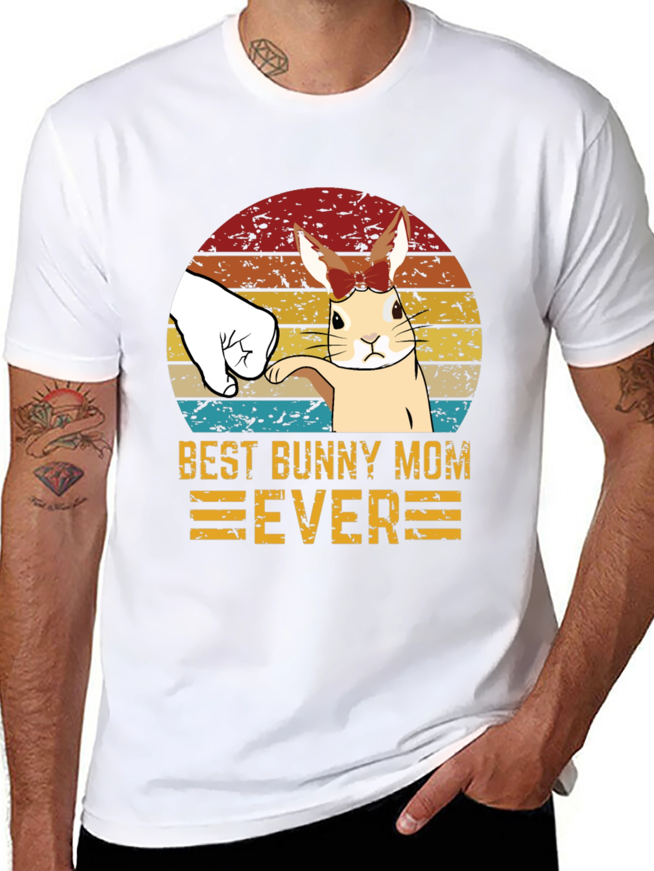 Black Best Bunny Mom Ever T-Shirt view 8