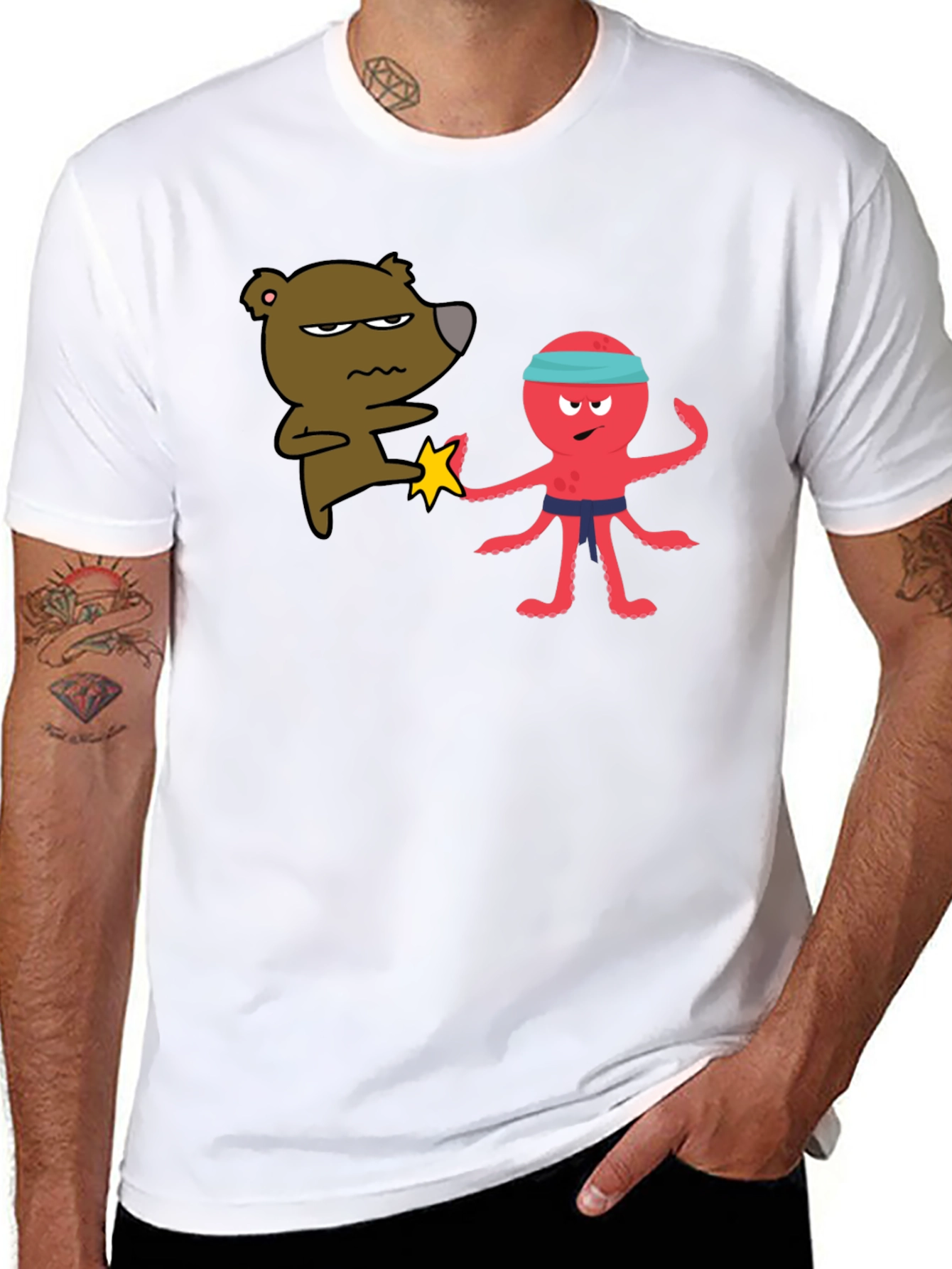 Black Bear vs Octopus T-Shirt - Martial Arts Funny Tee view 8