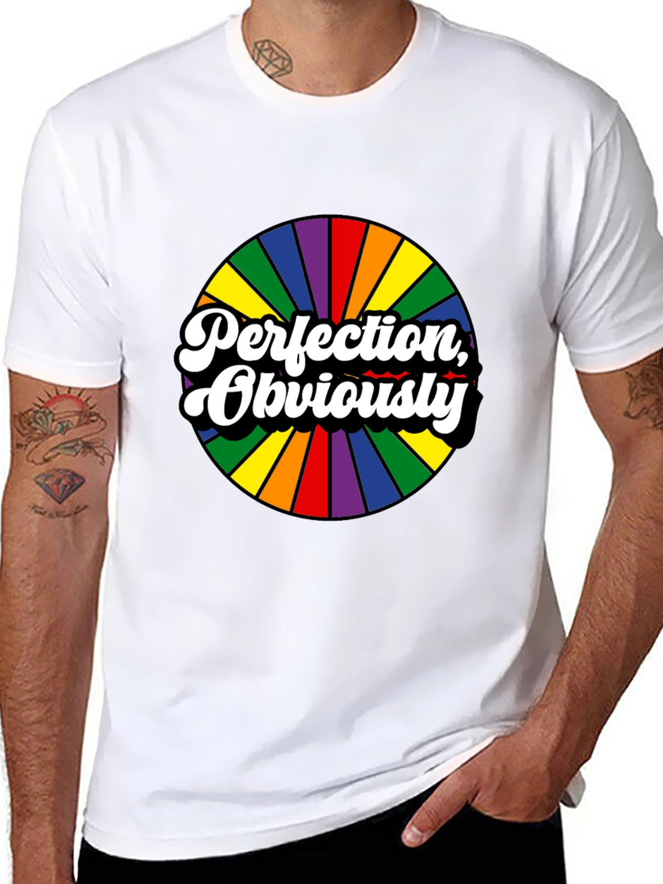 Black Perfection, Obviously Rainbow Circle Black Tee view 8