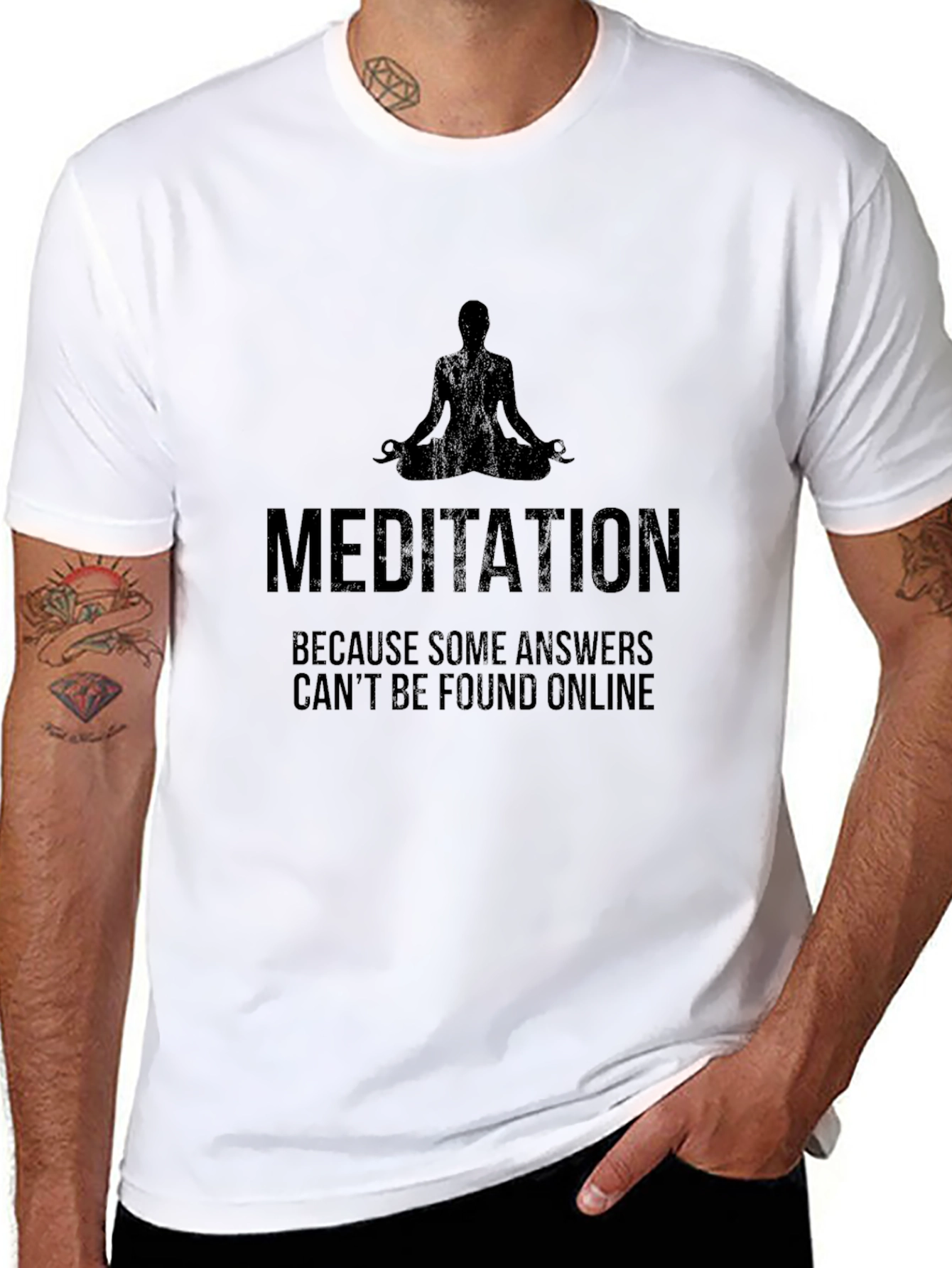 Black Meditation T-Shirt - Answers Not Found Online view 8