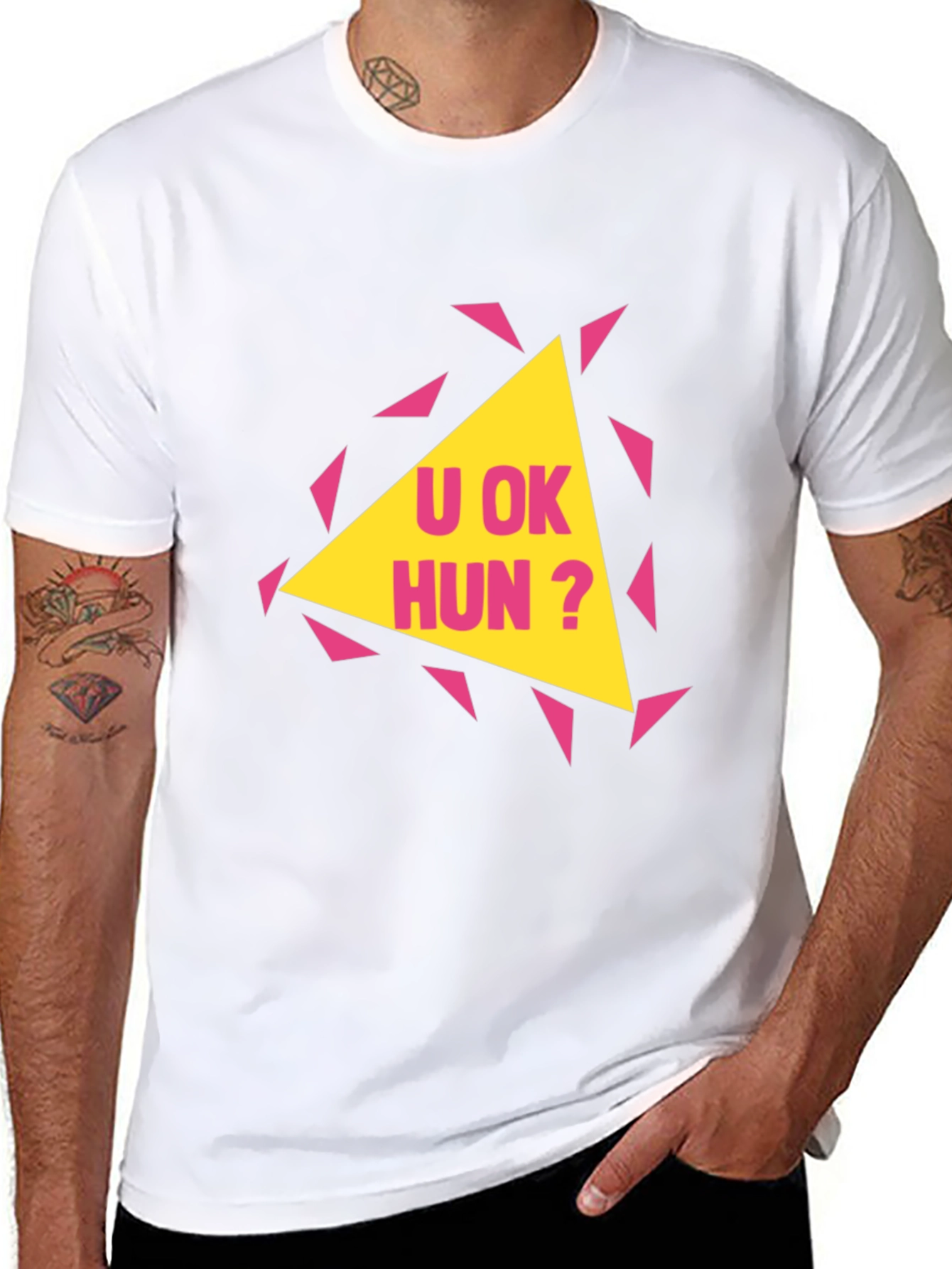 Black U OK Hun? Graphic Print T-Shirt view 8