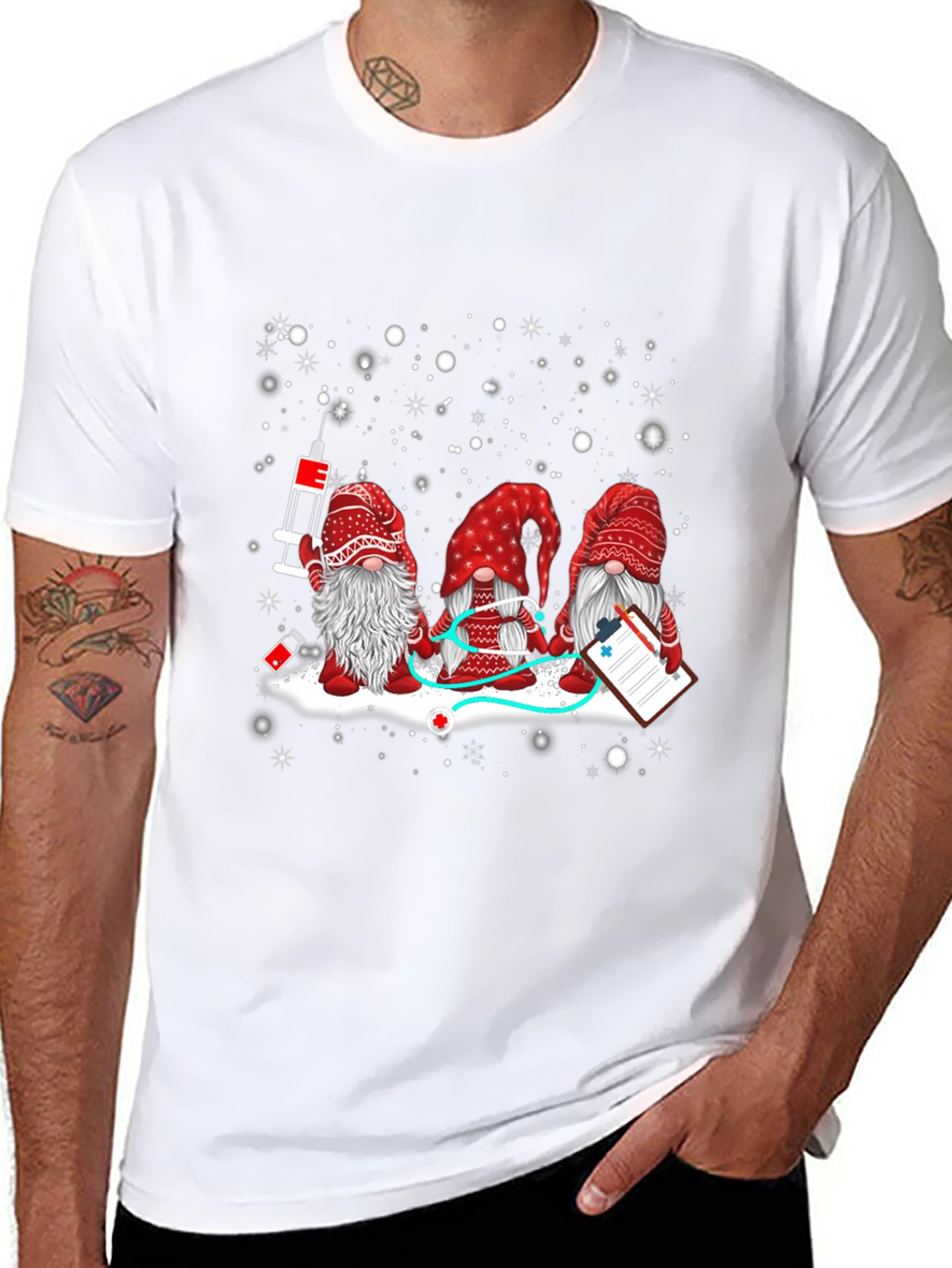 Black Nurse Gnomes T-Shirt - Holiday Medical Tee view 8