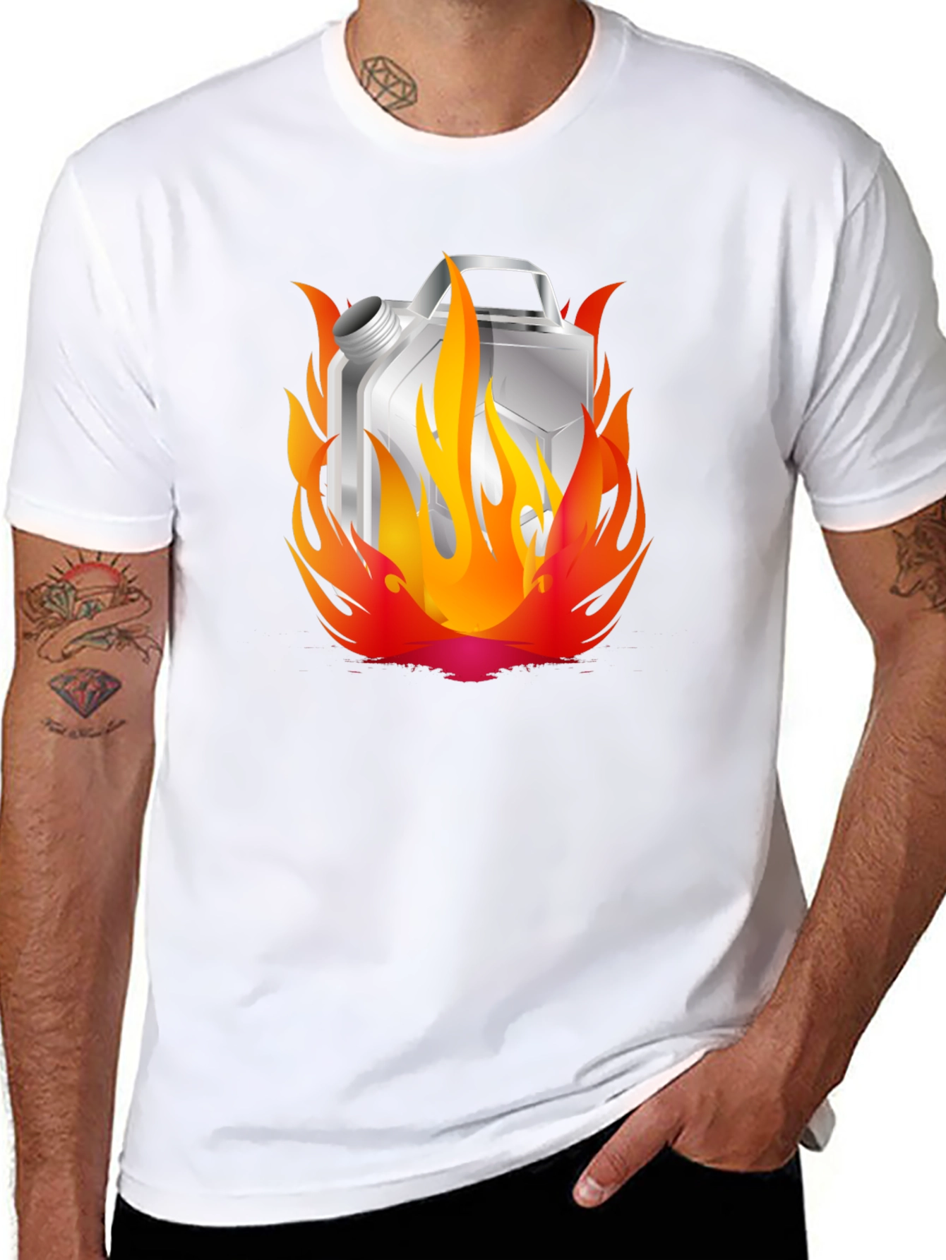 Black Burning Gas Can T-Shirt - Cool Graphic Tee view 8