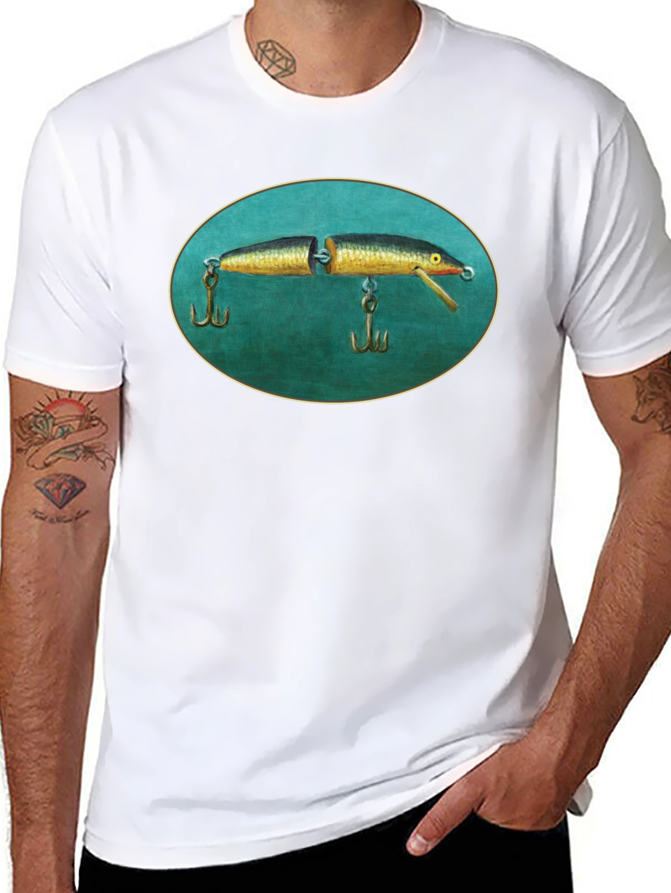 Black Vintage Fishing Lure Tee - Unique Graphic T-Shirt view 8