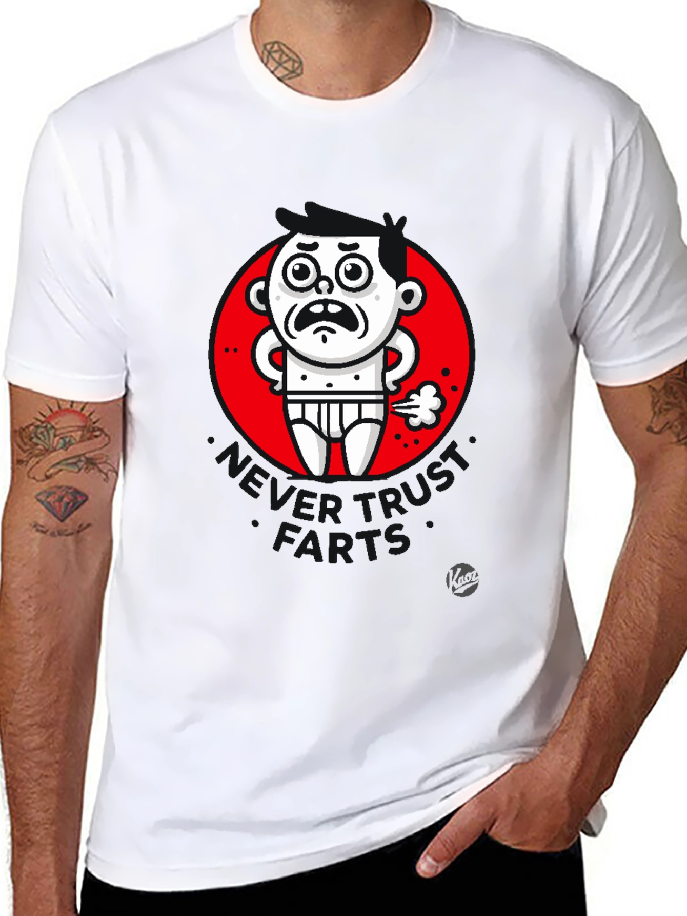 Black Funny Farting Man Graphic T-Shirt - Black view 8