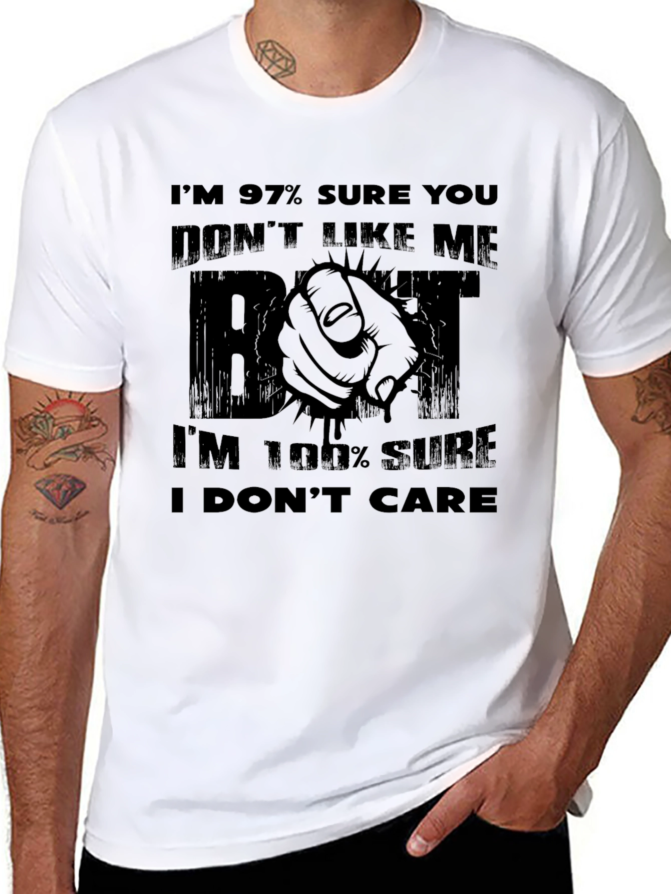 Black Funny Sarcastic Graphic T-Shirt: I Don't Care view 8