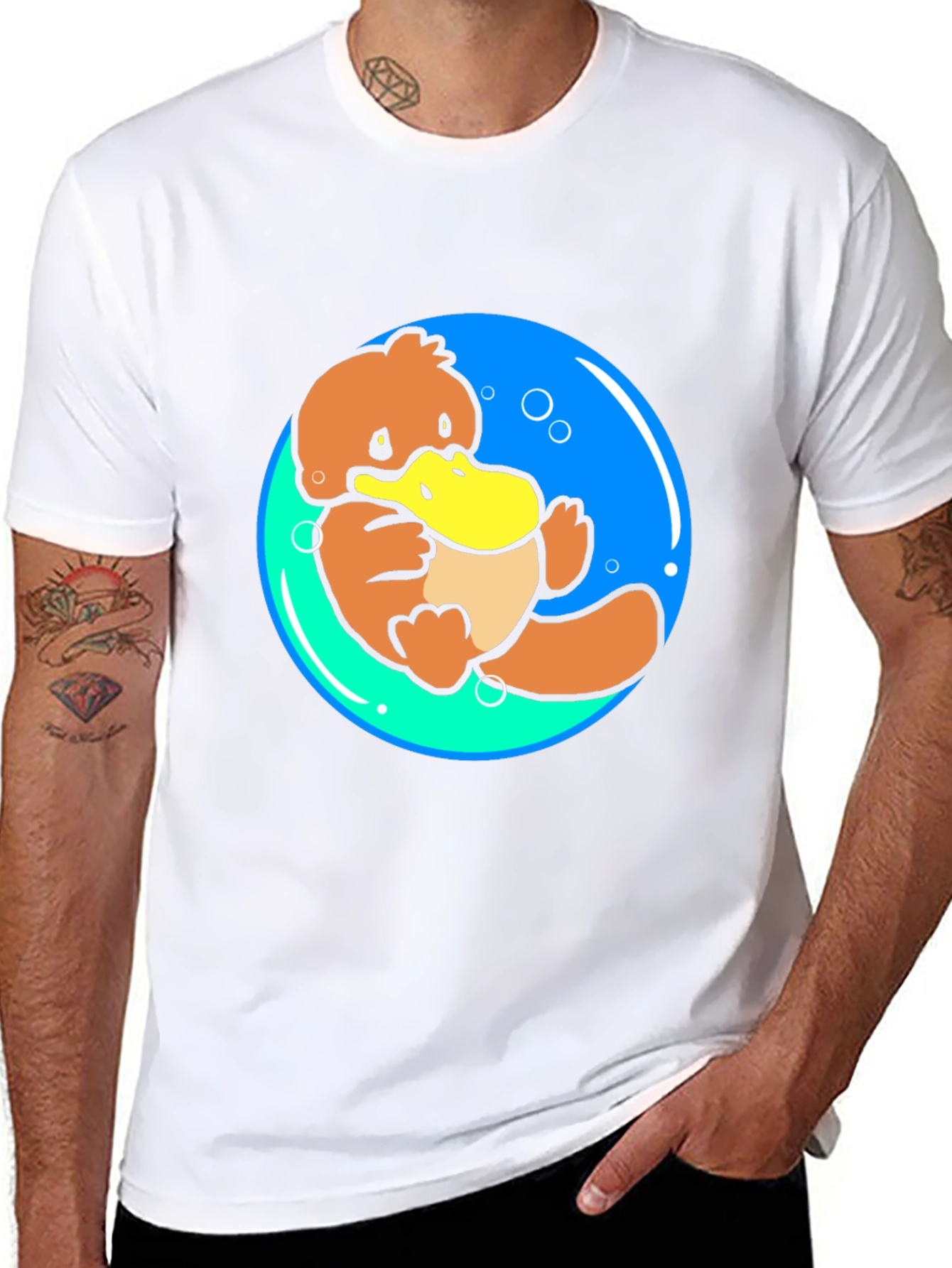 Black Psyduck T-Shirt - Cartoon Graphic Tee view 8