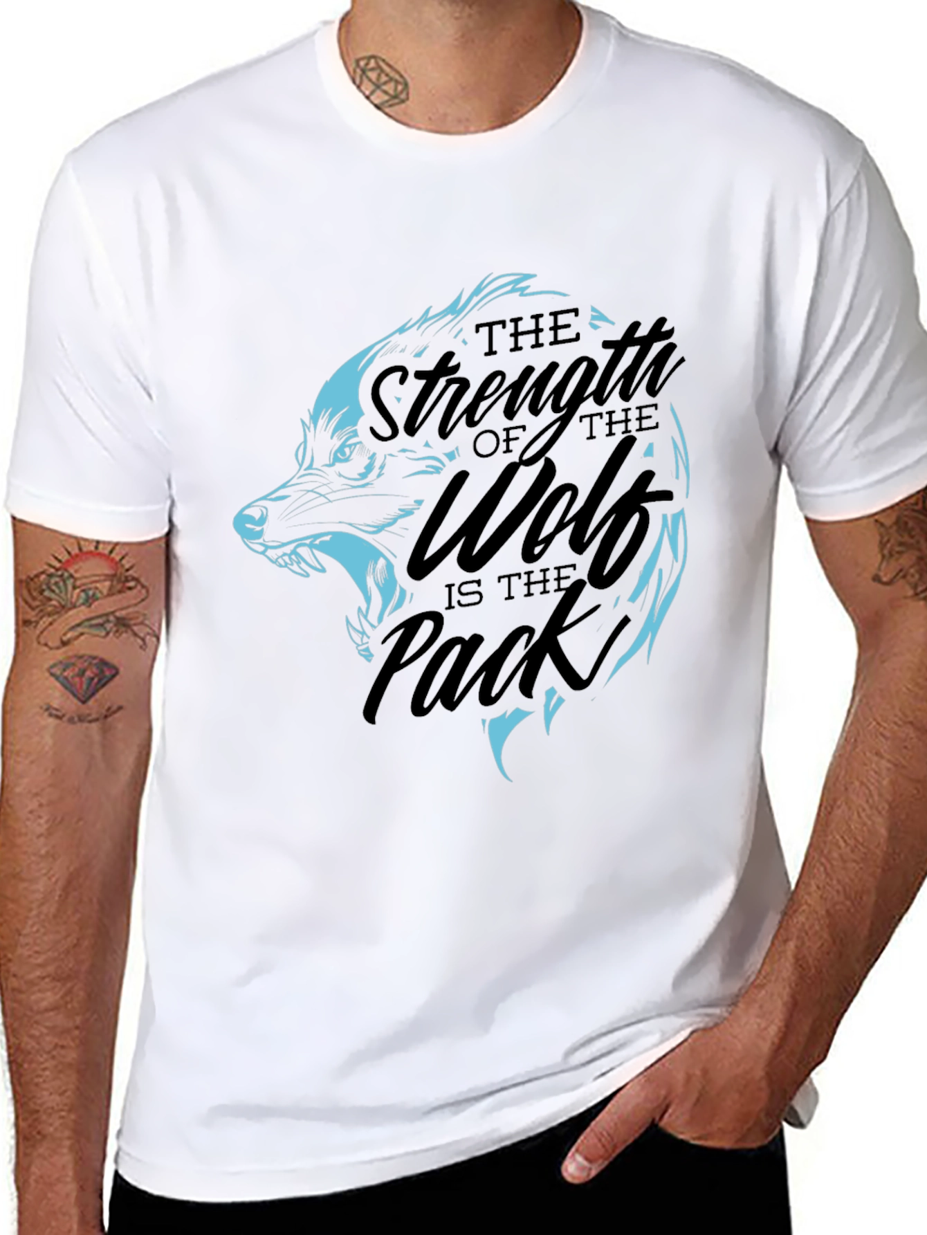 Black Wolf Pack Strength Graphic T-Shirt - Black view 8