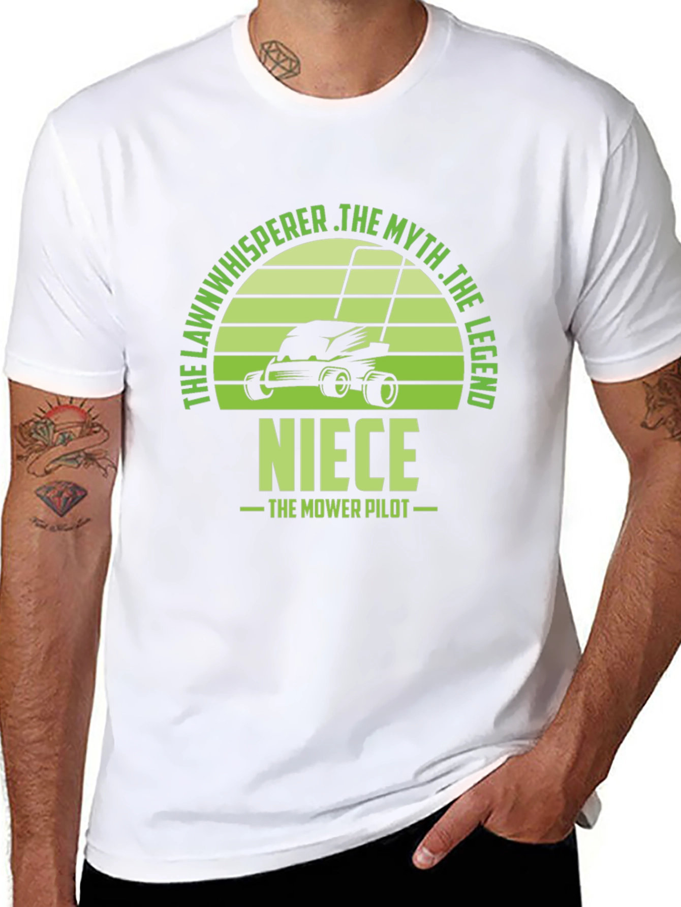 Black Niece the Lawn Mower Pilot T-Shirt view 8