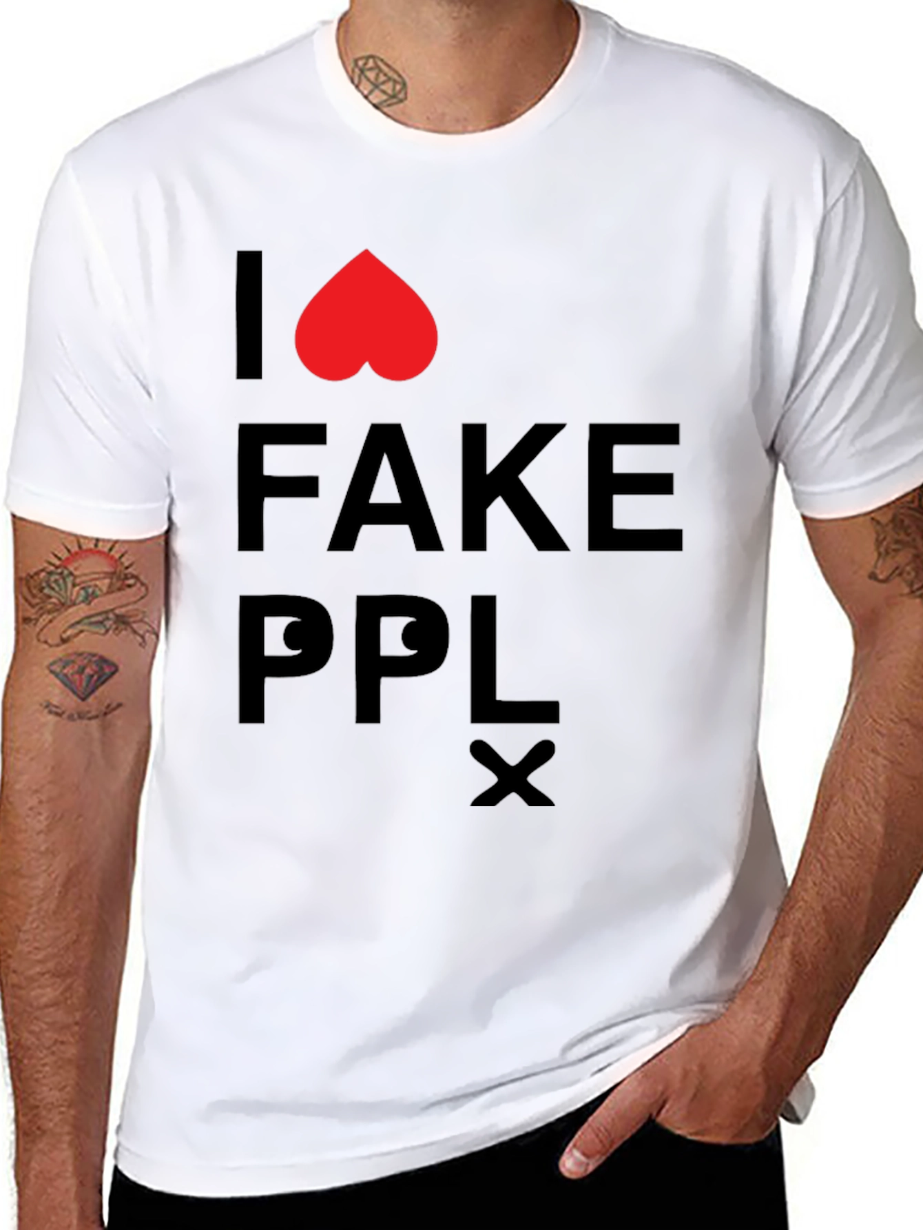 Black I Love Fake People T-Shirt view 8