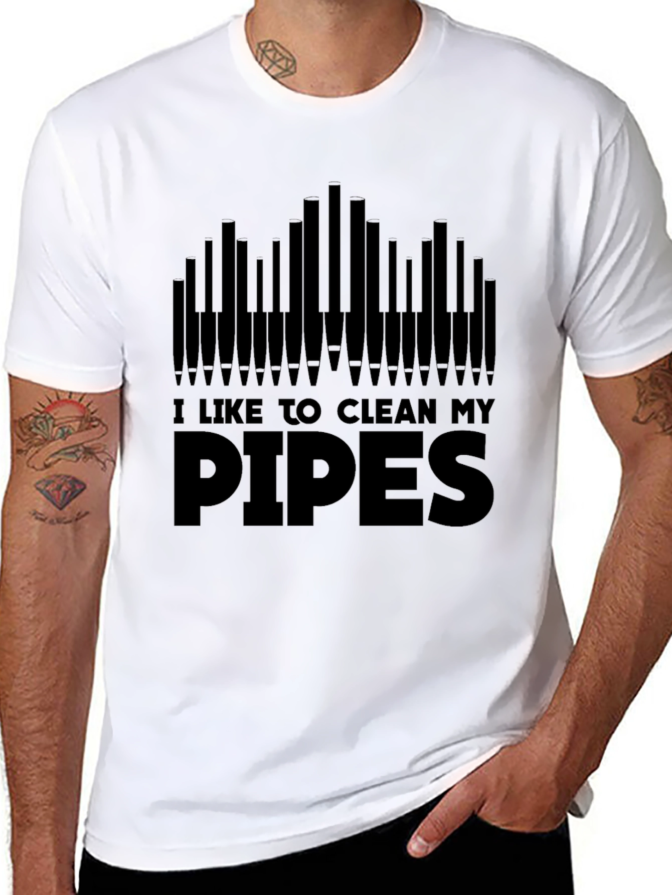 Black I Like to Clean My Pipes T-Shirt - Black Graphic Tee view 8