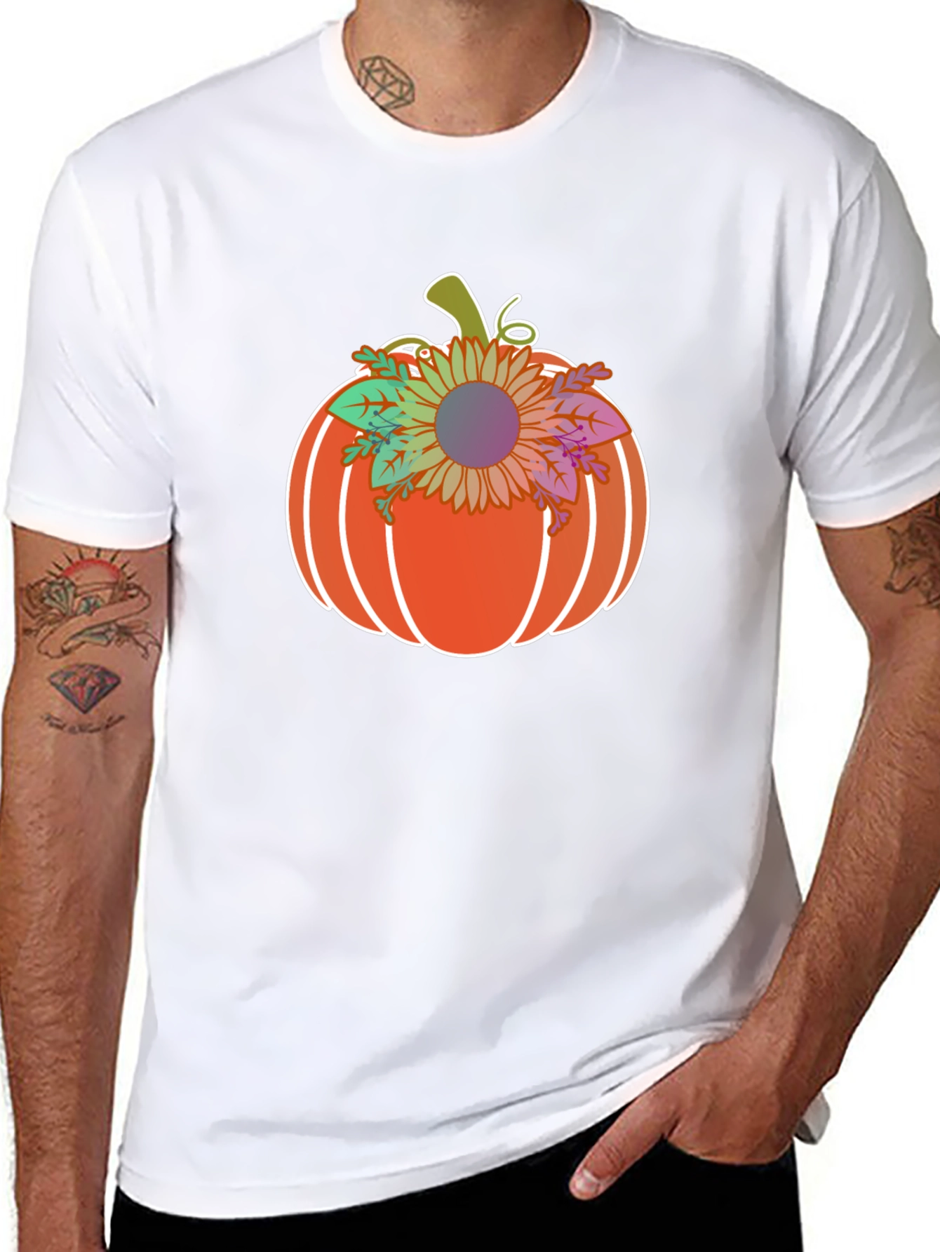 Black Pumpkin Sunflower Graphic T-Shirt view 8