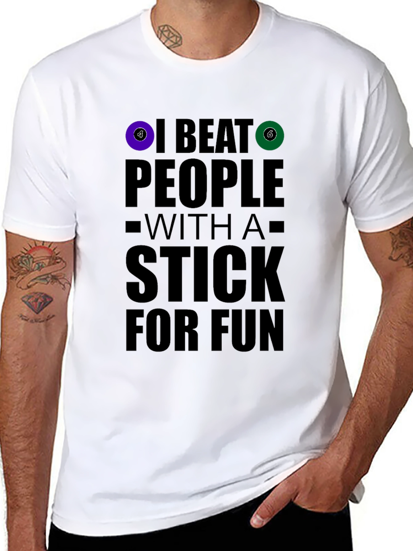 Black Funny Billiards T-Shirt: I Beat People With A Stick For Fun view 8