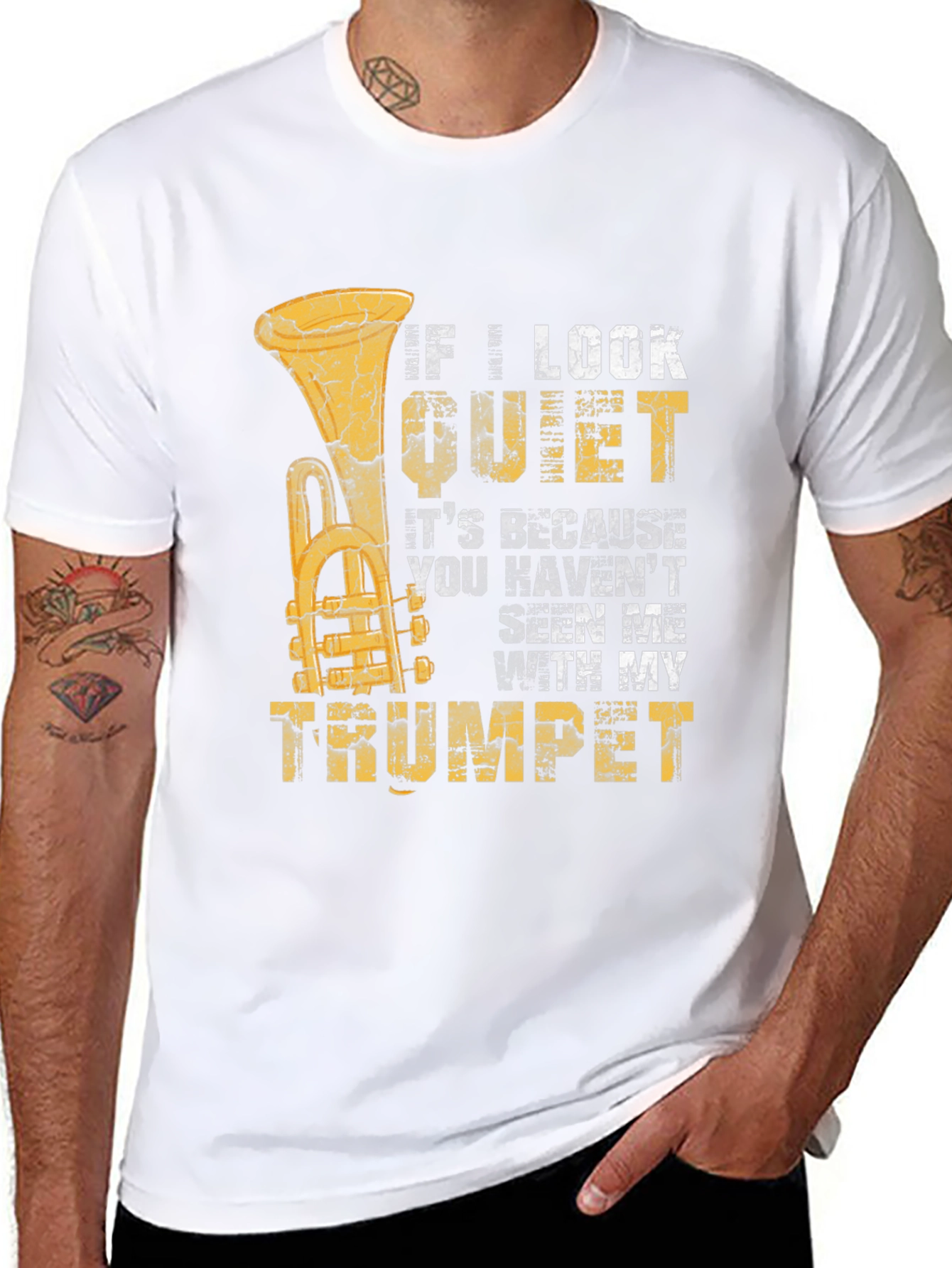 Black If I Look Quiet Trumpet Musician T-Shirt view 8