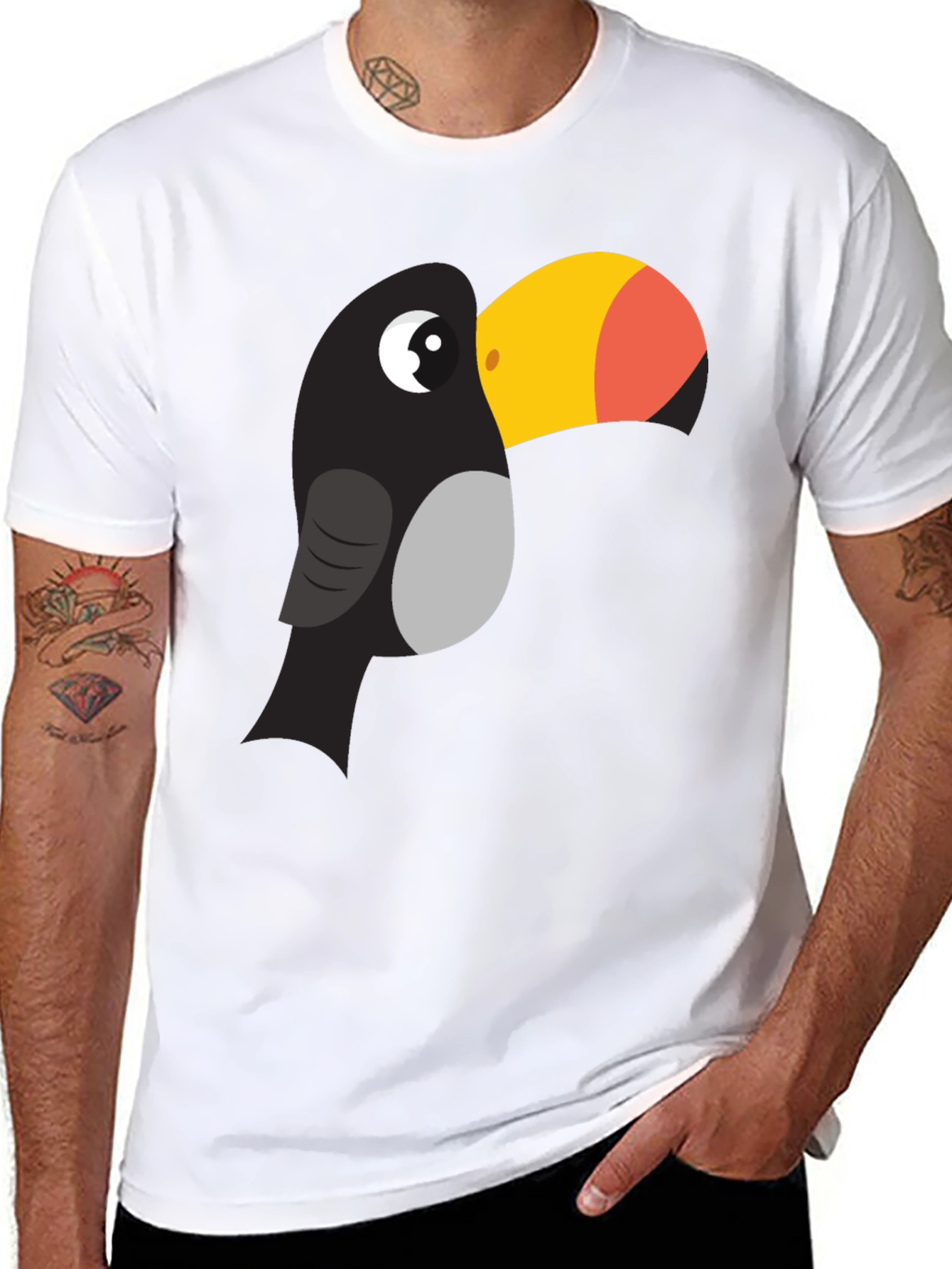 Black Toucan Graphic Tee - Fun Cartoon Bird T-Shirt view 8
