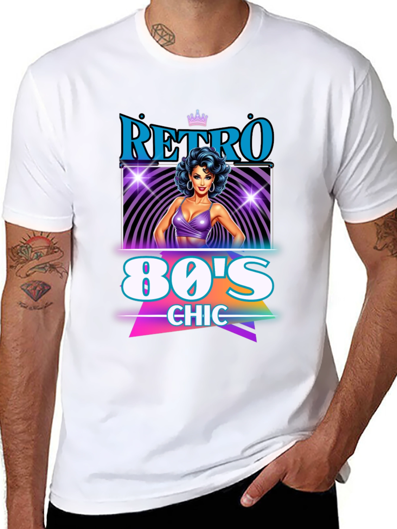 Black Retro 80's Chic Graphic Tee view 8