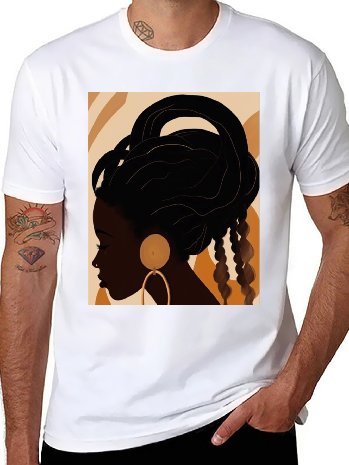Black Stylish Afro Art Black T-Shirt view 8