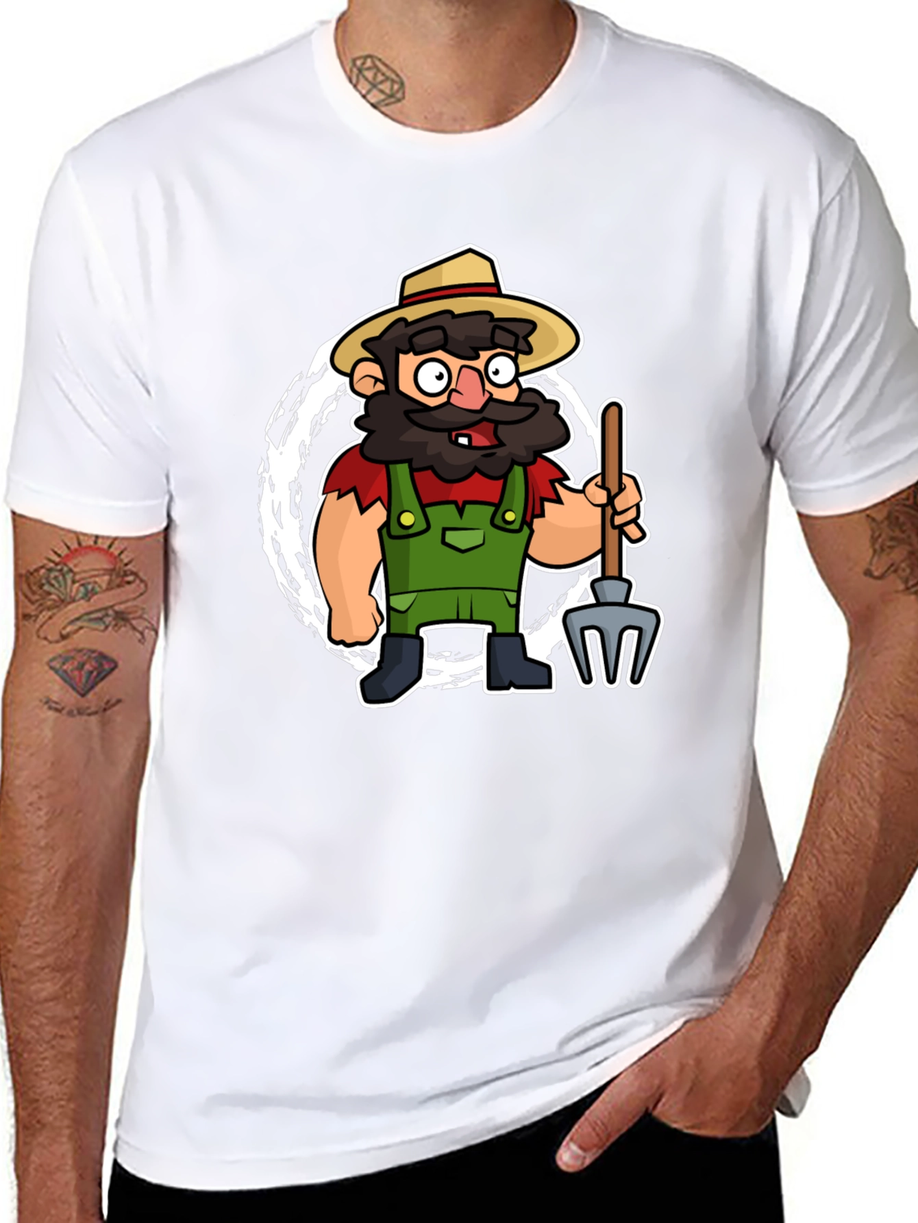 Cartoon Farmer Graphic Tee - Quirky & Fun - 8