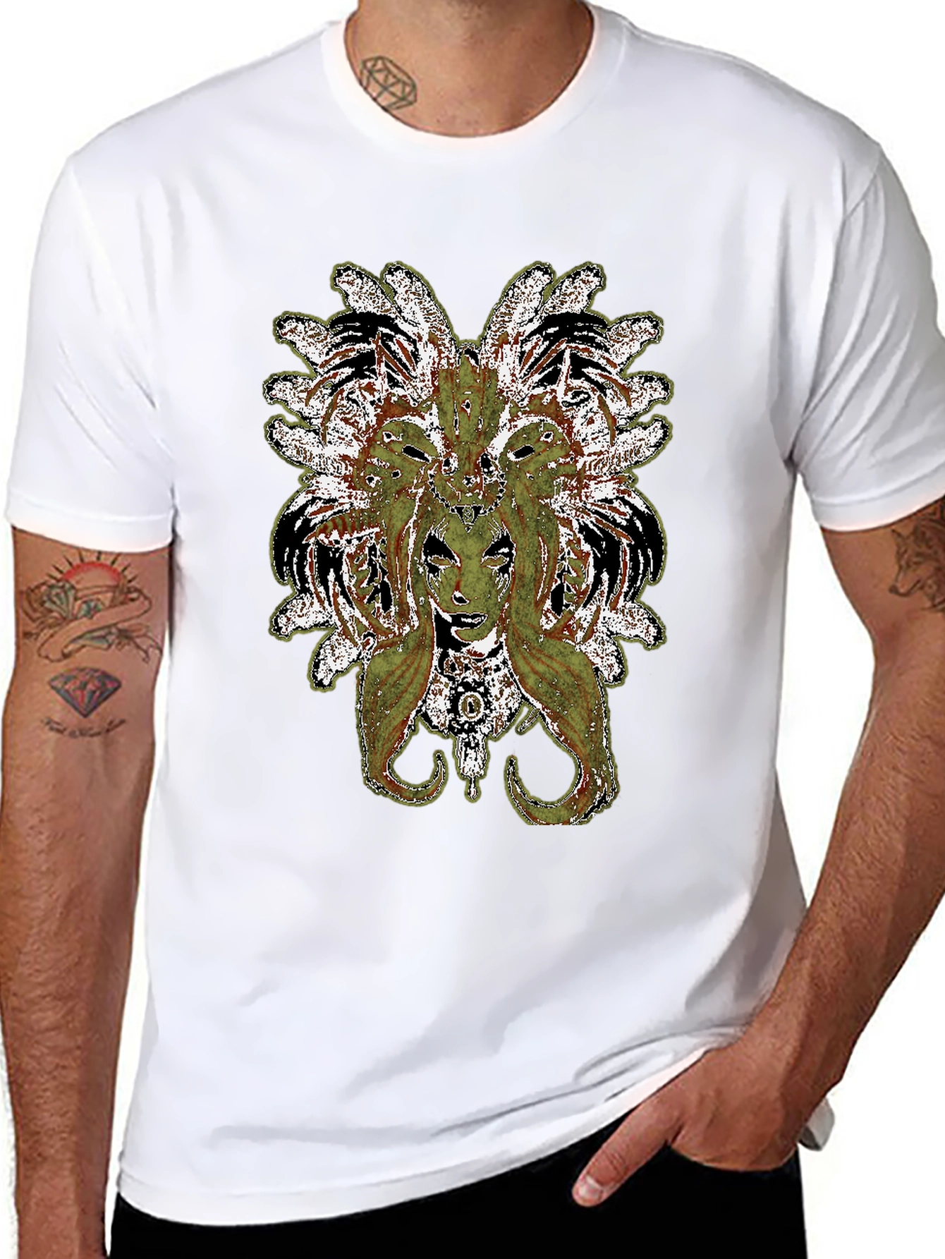Black Medusa Graphic Print Black T-Shirt view 8