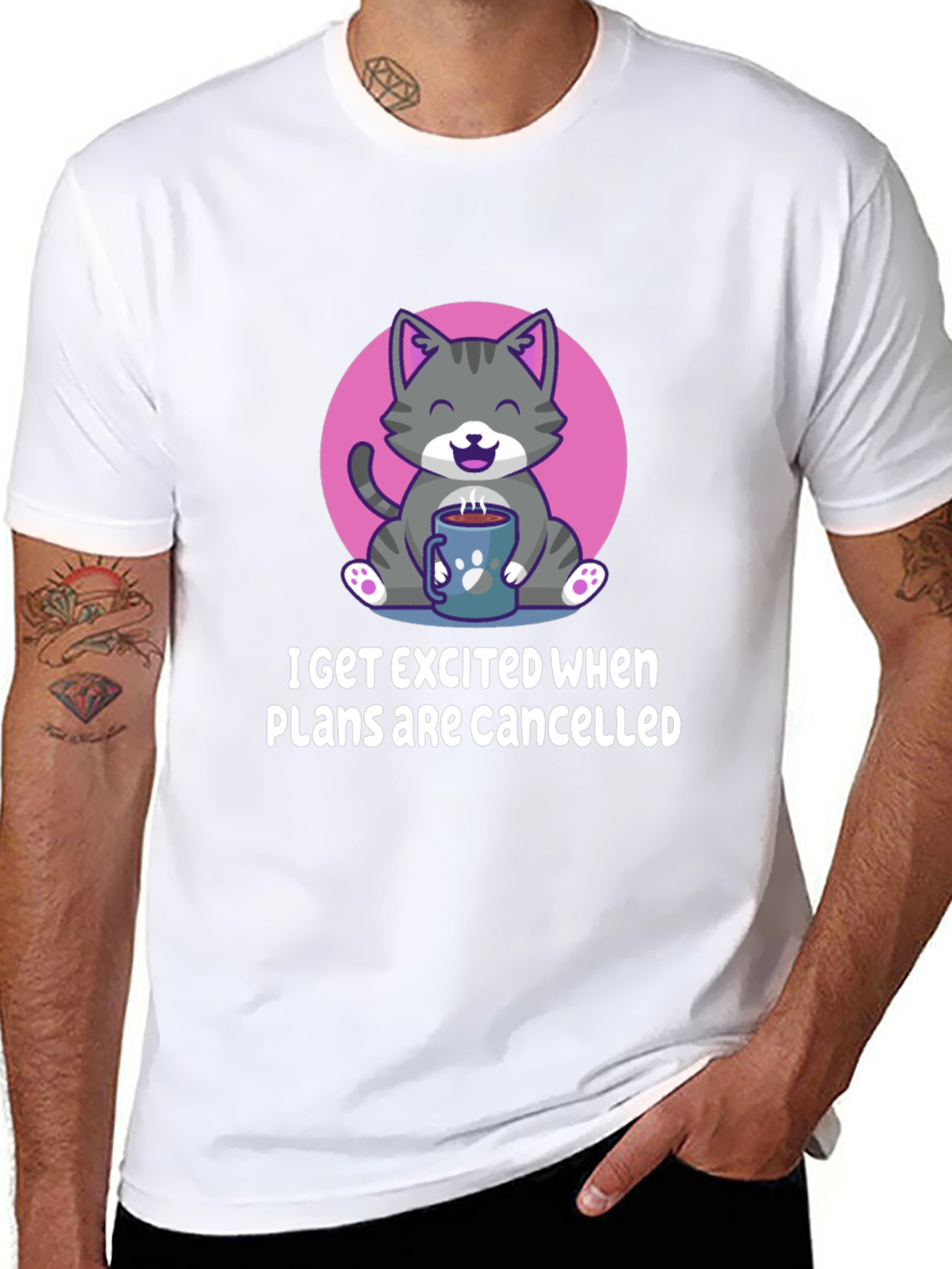 Black Funny Cat Coffee T-Shirt - Cancelled Plans Graphic Tee view 8