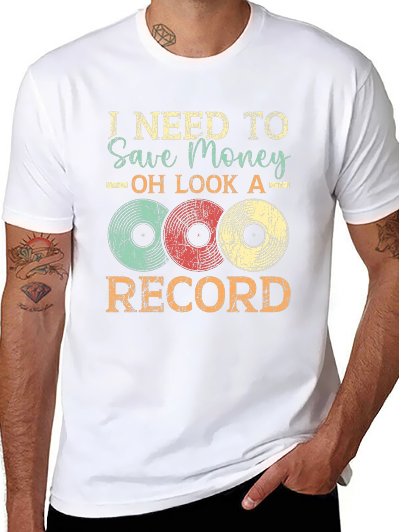 Black I Need to Save Money Vinyl Record T-Shirt view 8