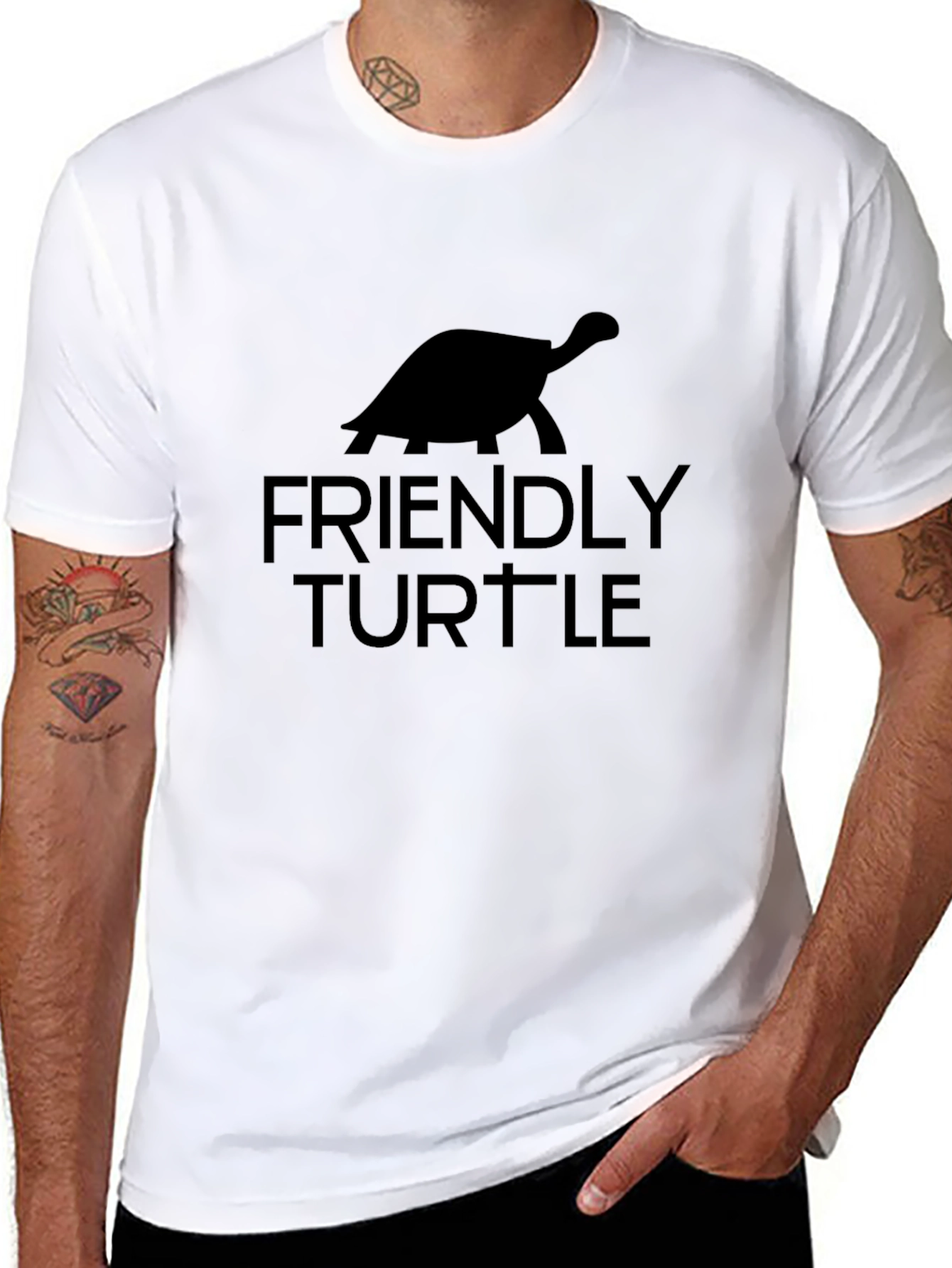 Black Friendly Turtle Black Graphic Tee view 8