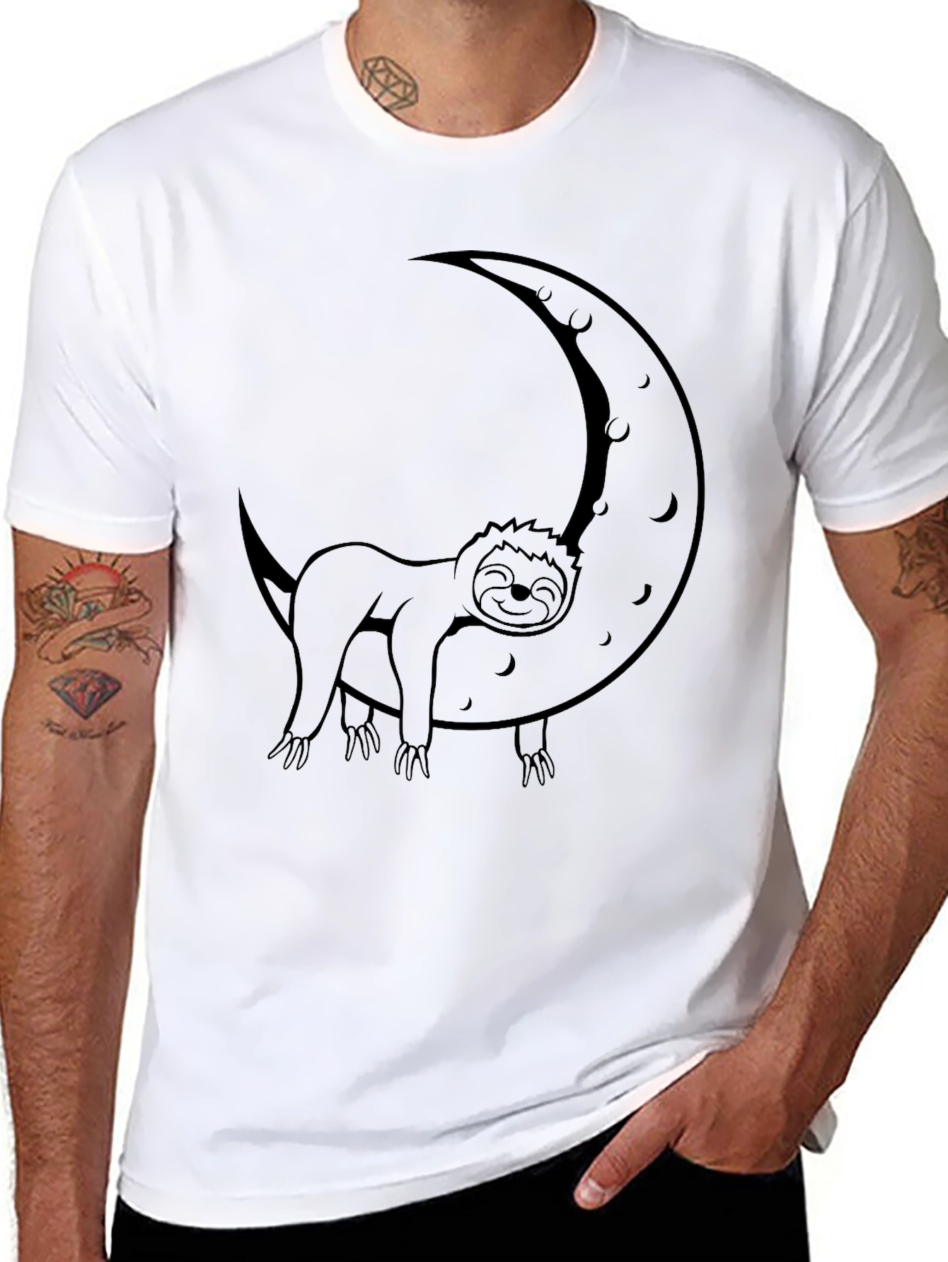 Black Sloth Moon Graphic T-Shirt - Relaxed Fit view 8