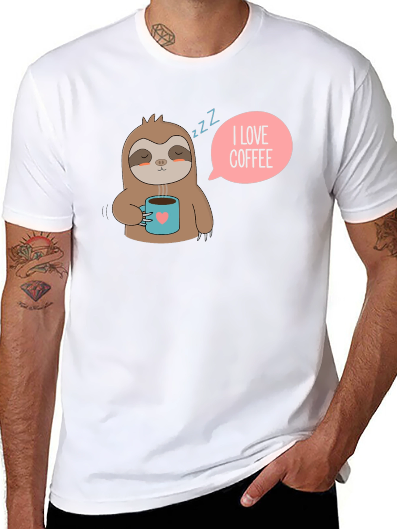Black I Love Coffee Sloth Tee - Unisex Soft Cotton view 8