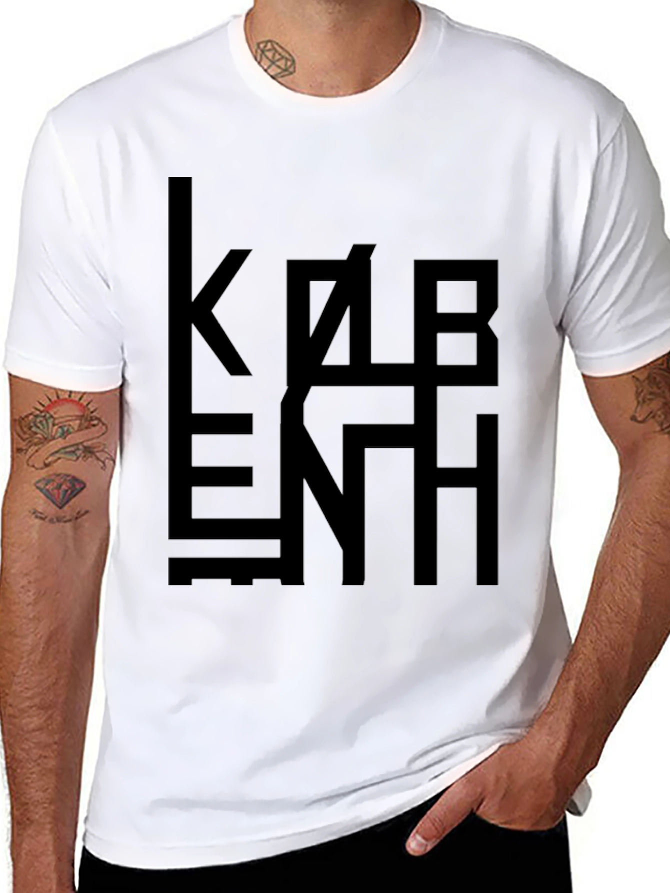 Black Geometric Graphic Tee - Black Cotton Blend view 8