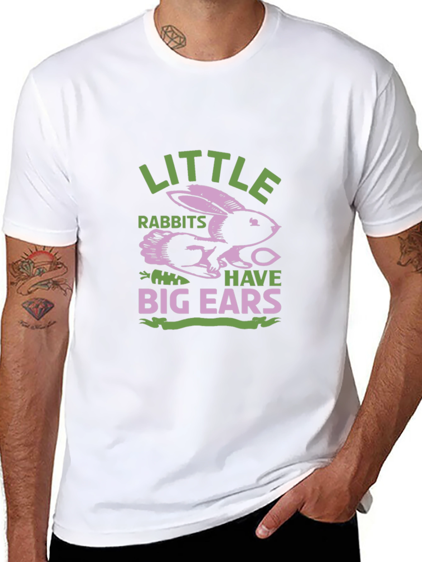 Black Little Rabbits Big Ears Graphic Tee view 8