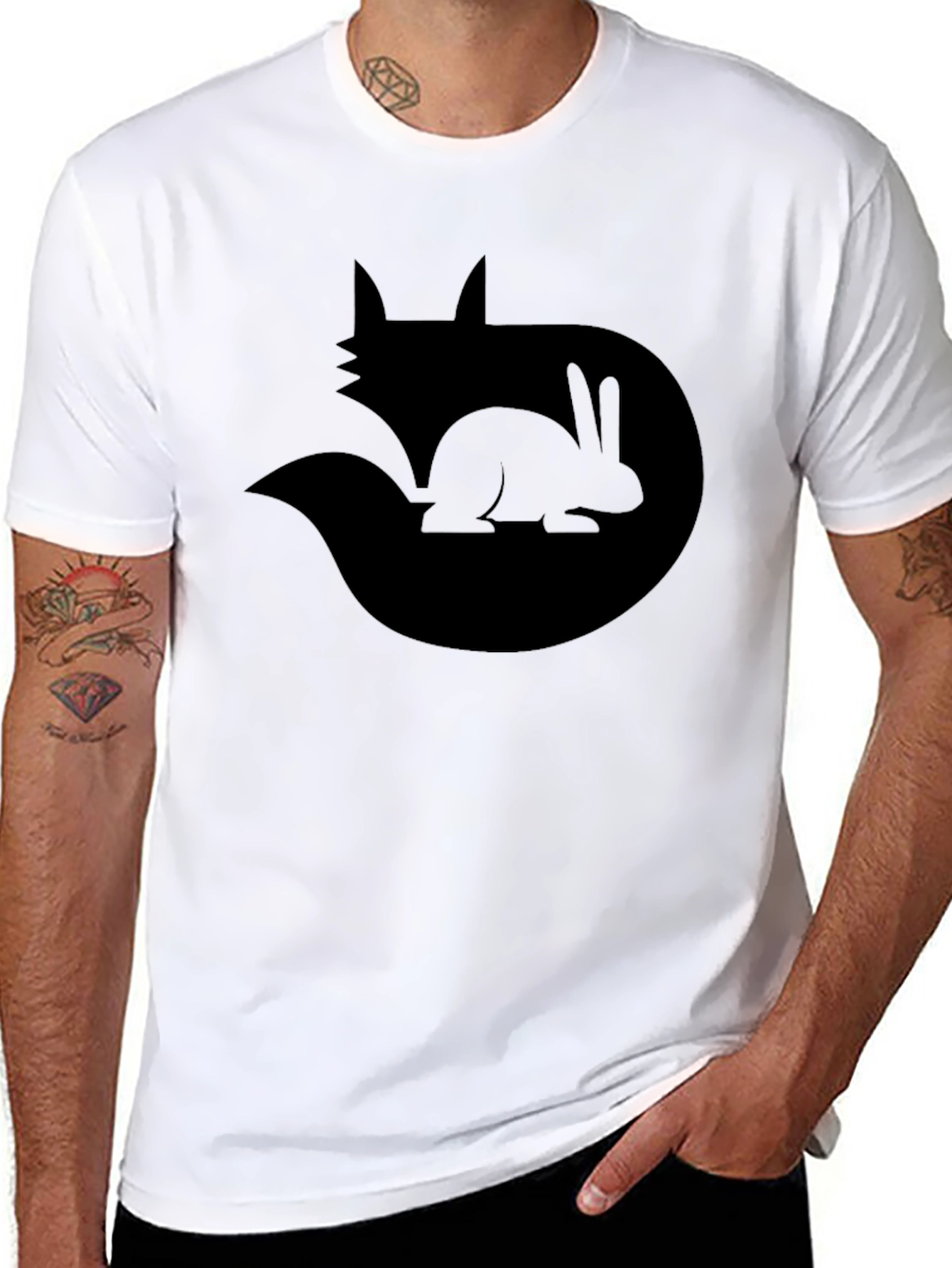 Black Fox and Rabbit Graphic Tee - Black T-Shirt view 8